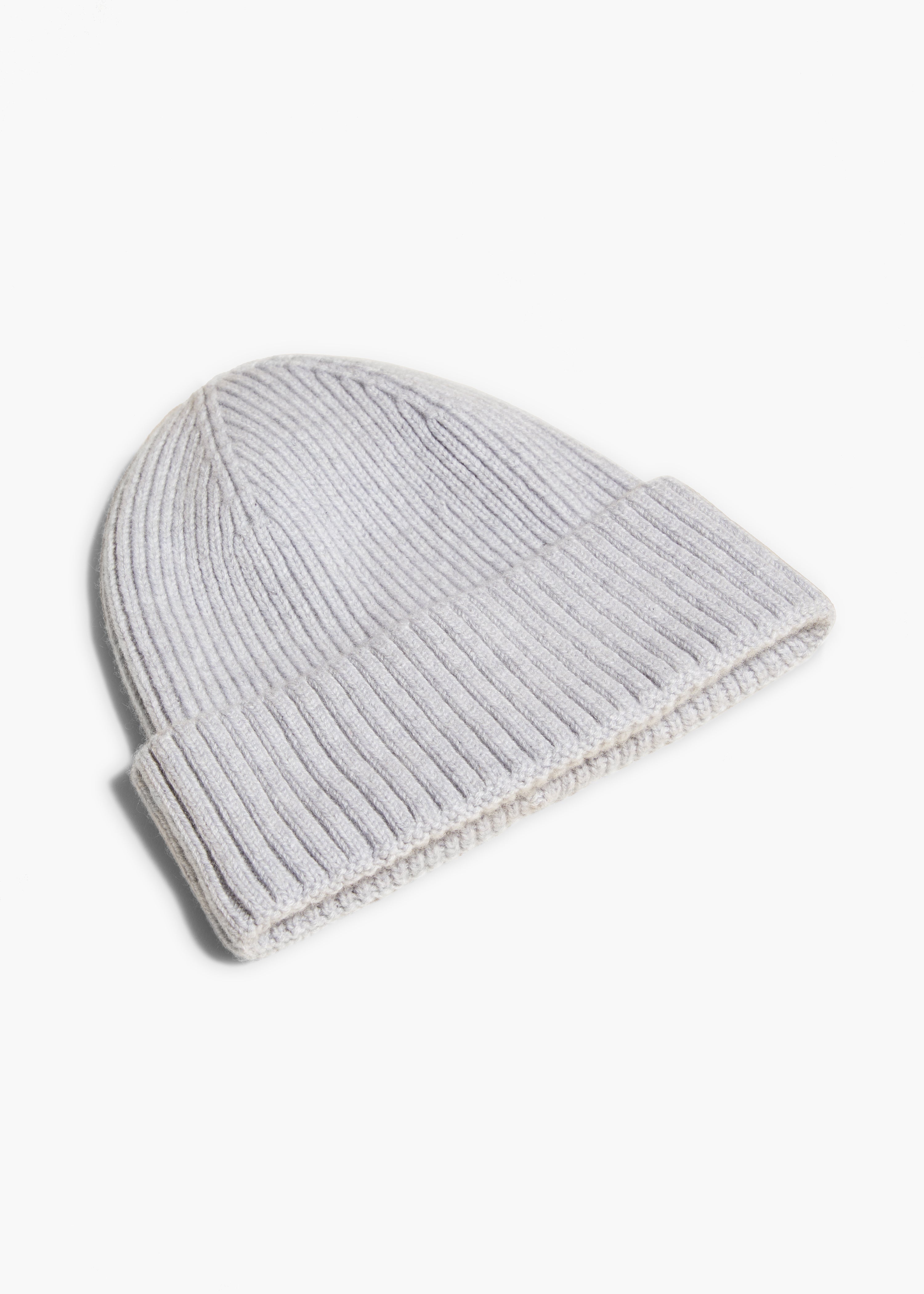 ADRO BEANIE IN WARM GREY OVERHEAD VIEW