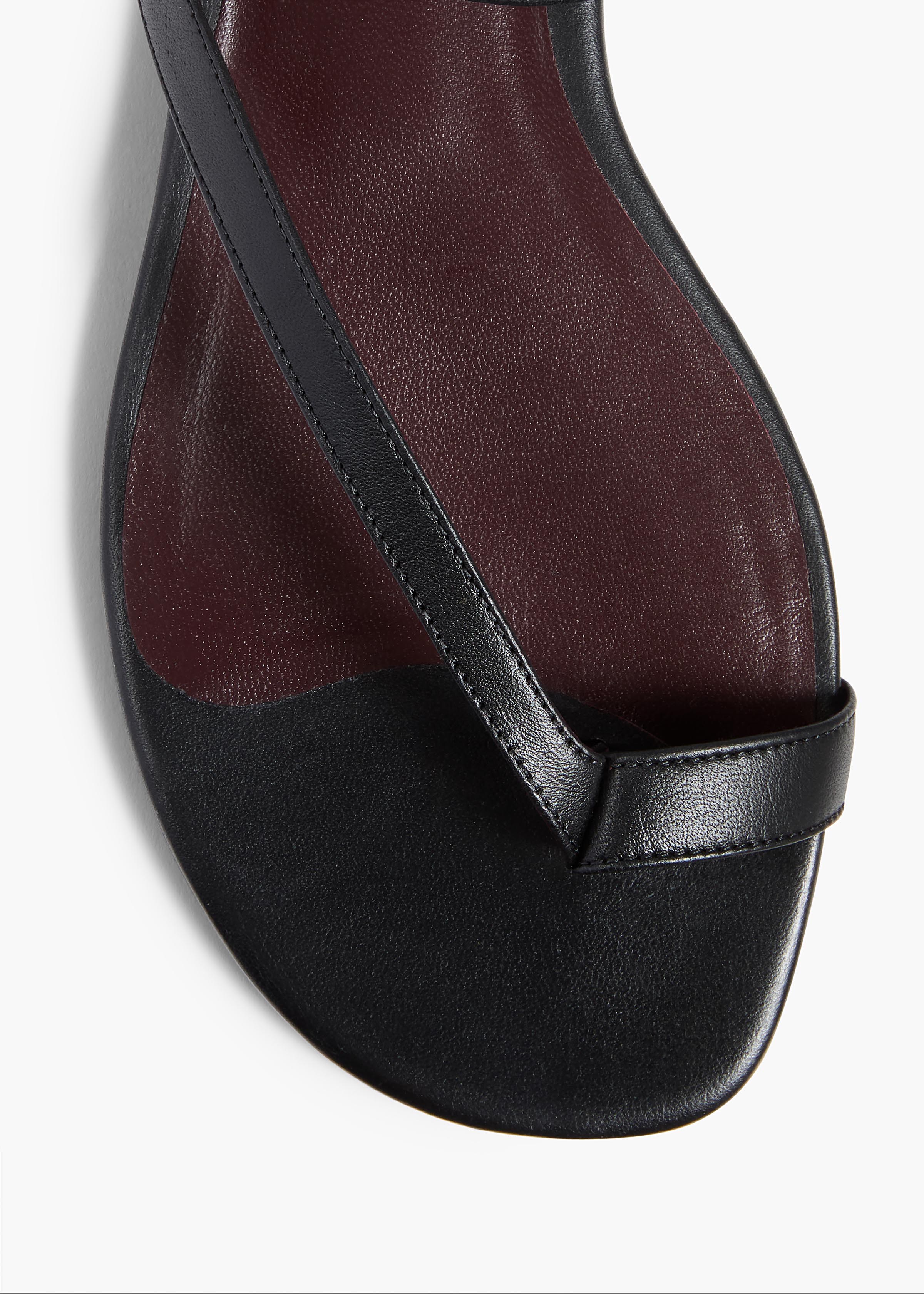 Aimee Flat Sandal in Black Leather