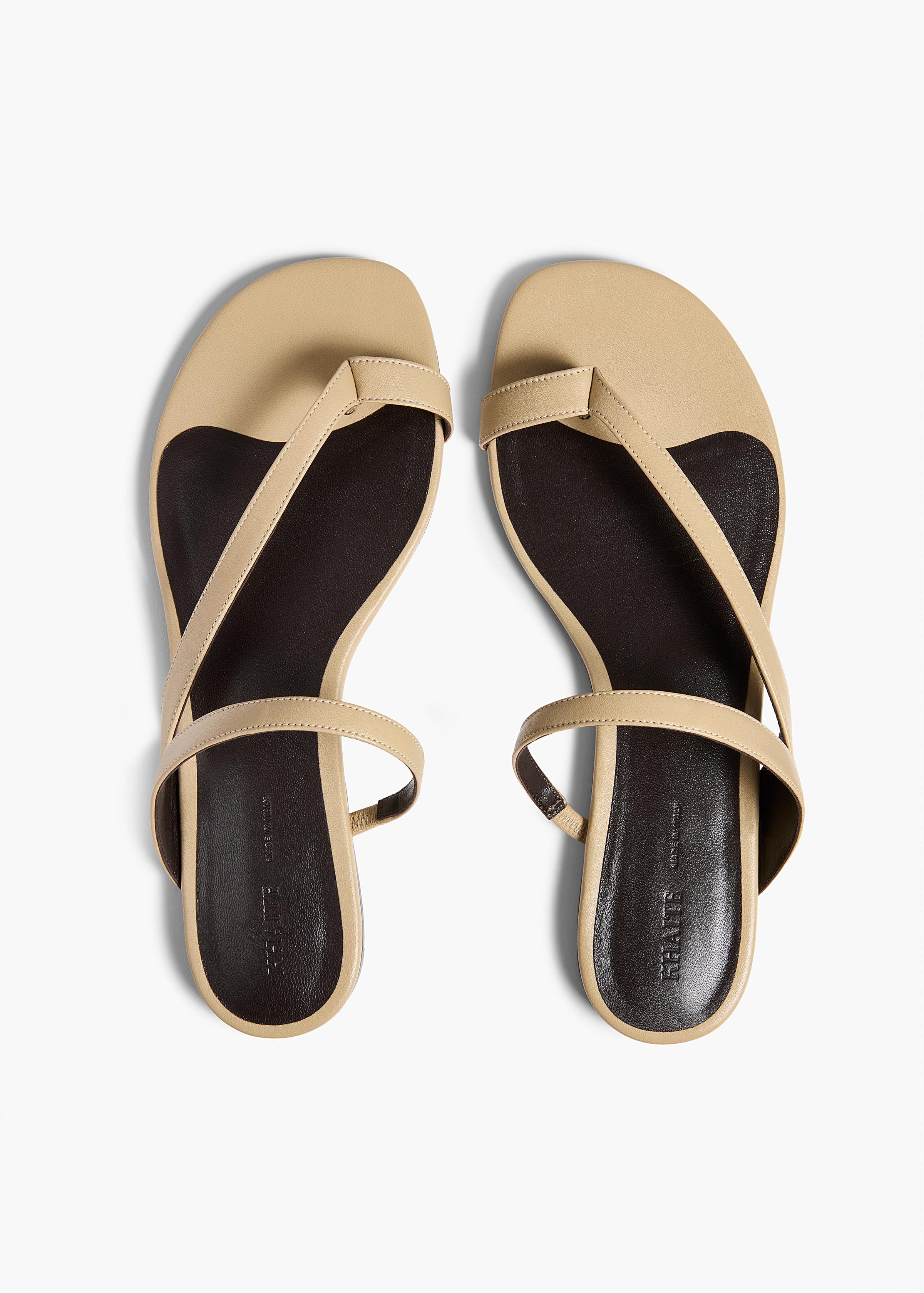 Aimee Flat Sandal in Beige Leather