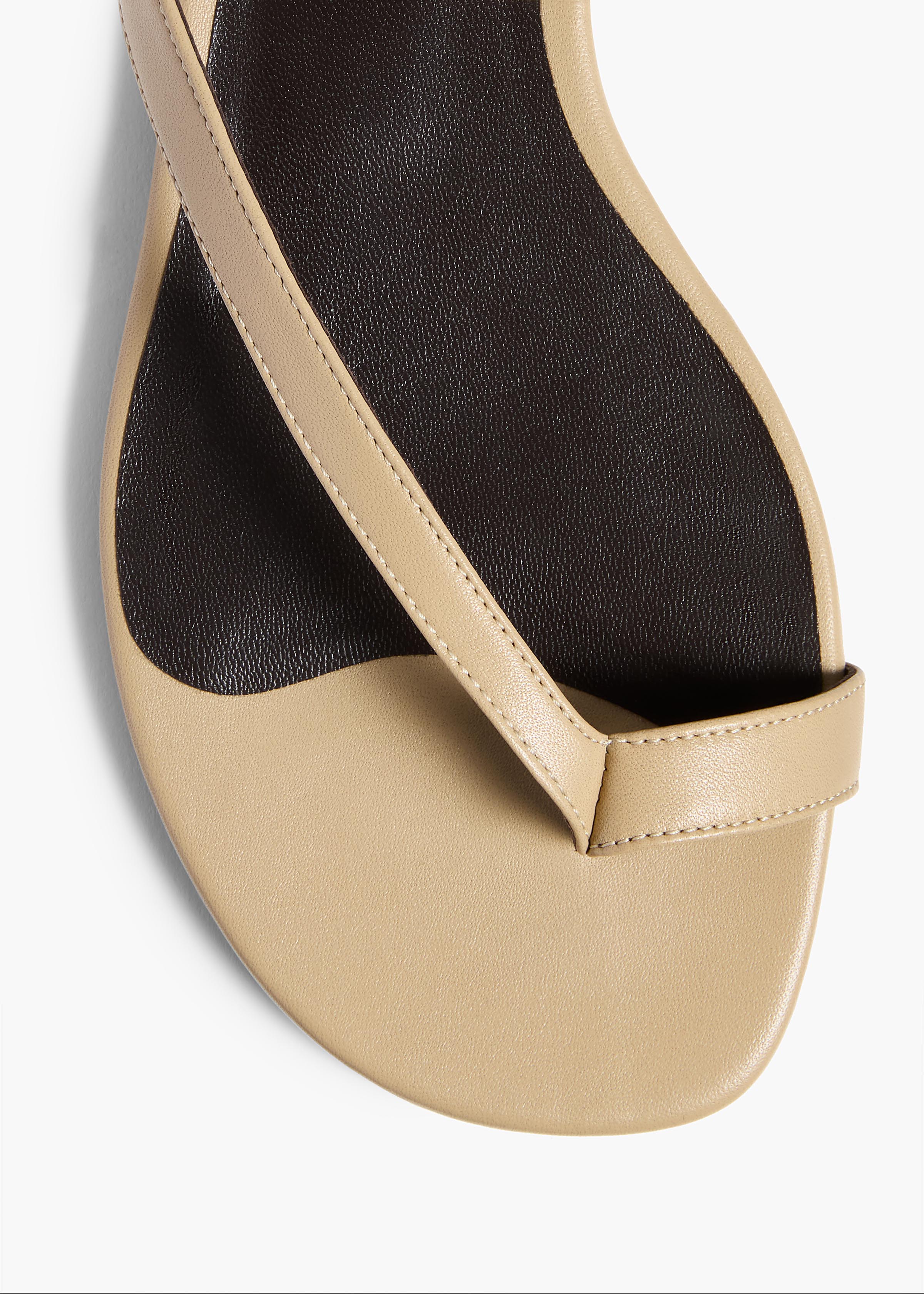 Aimee Flat Sandal in Beige Leather