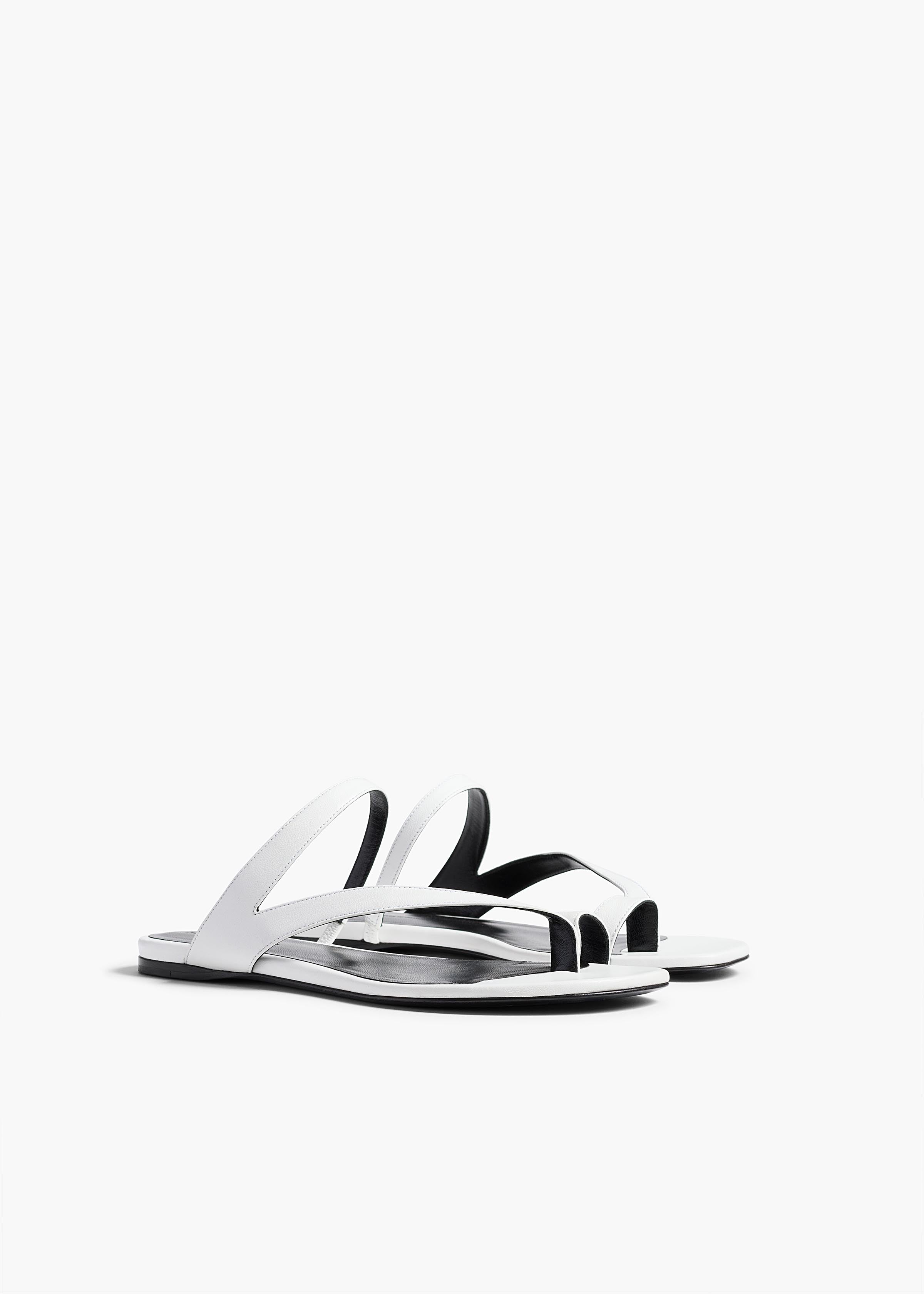 Aimee Flat Sandal in Optic White Leather