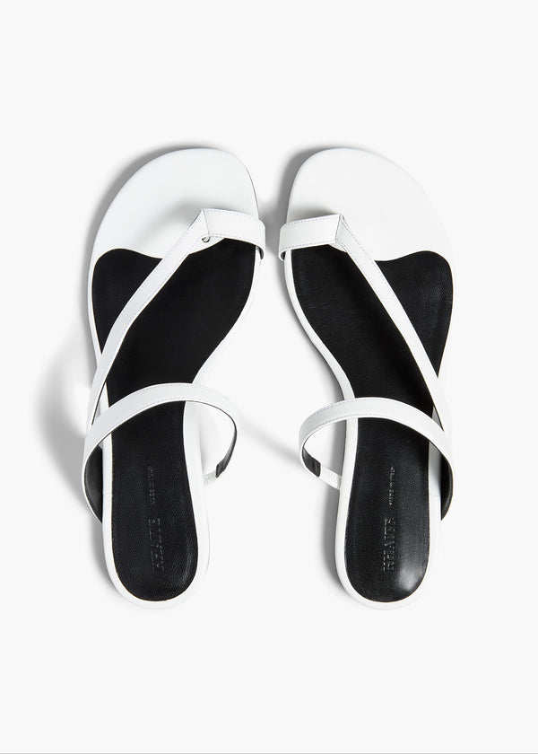 Aimee Flat Sandal in Optic White Leather BACK VIEW