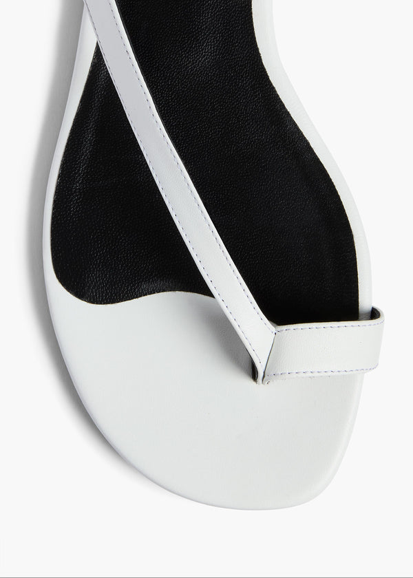 Aimee Flat Sandal in Optic White Leather OVERHEAD VIEW