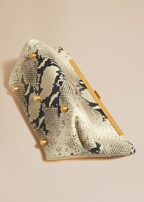 The Aimee Clutch in Natural Python-Embossed Leather