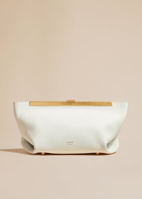 The Aimee Clutch in Optic White Leather