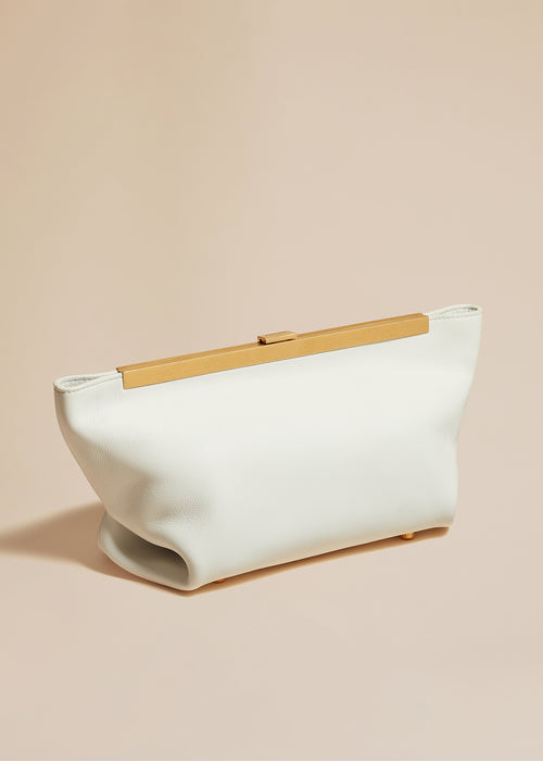 The Aimee Clutch in Optic White Leather