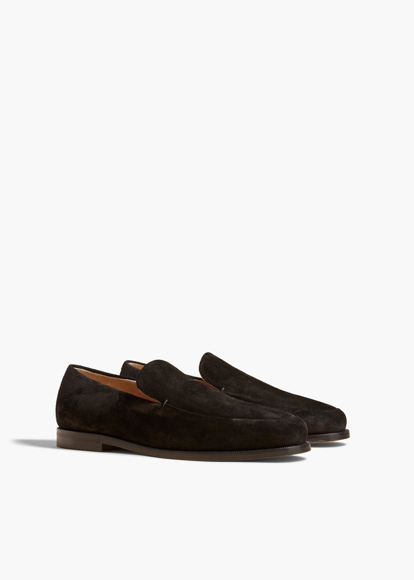 ALESSIO LOAFER IN BLACK SUEDE ANGLED VIEW