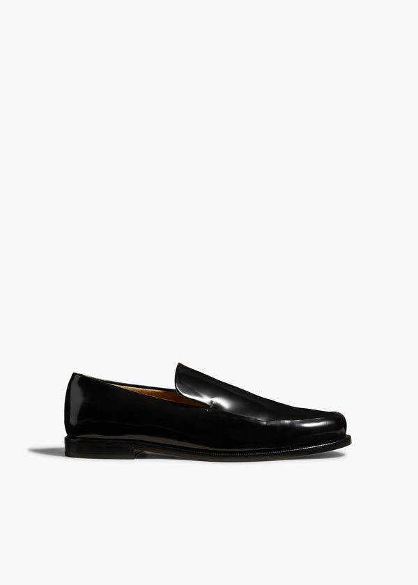 ALESSIO LOAFER IN BLACK BRUSHED LEATHER FRONT VIEW