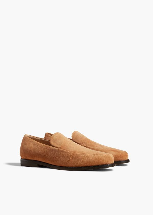 ALESSIO LOAFER IN CAMEL SUEDE ANGLED VIEW