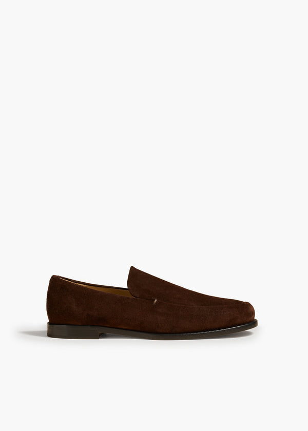 ALESSIO LOAFER IN COFFEE SUEDE FRONT VIEW