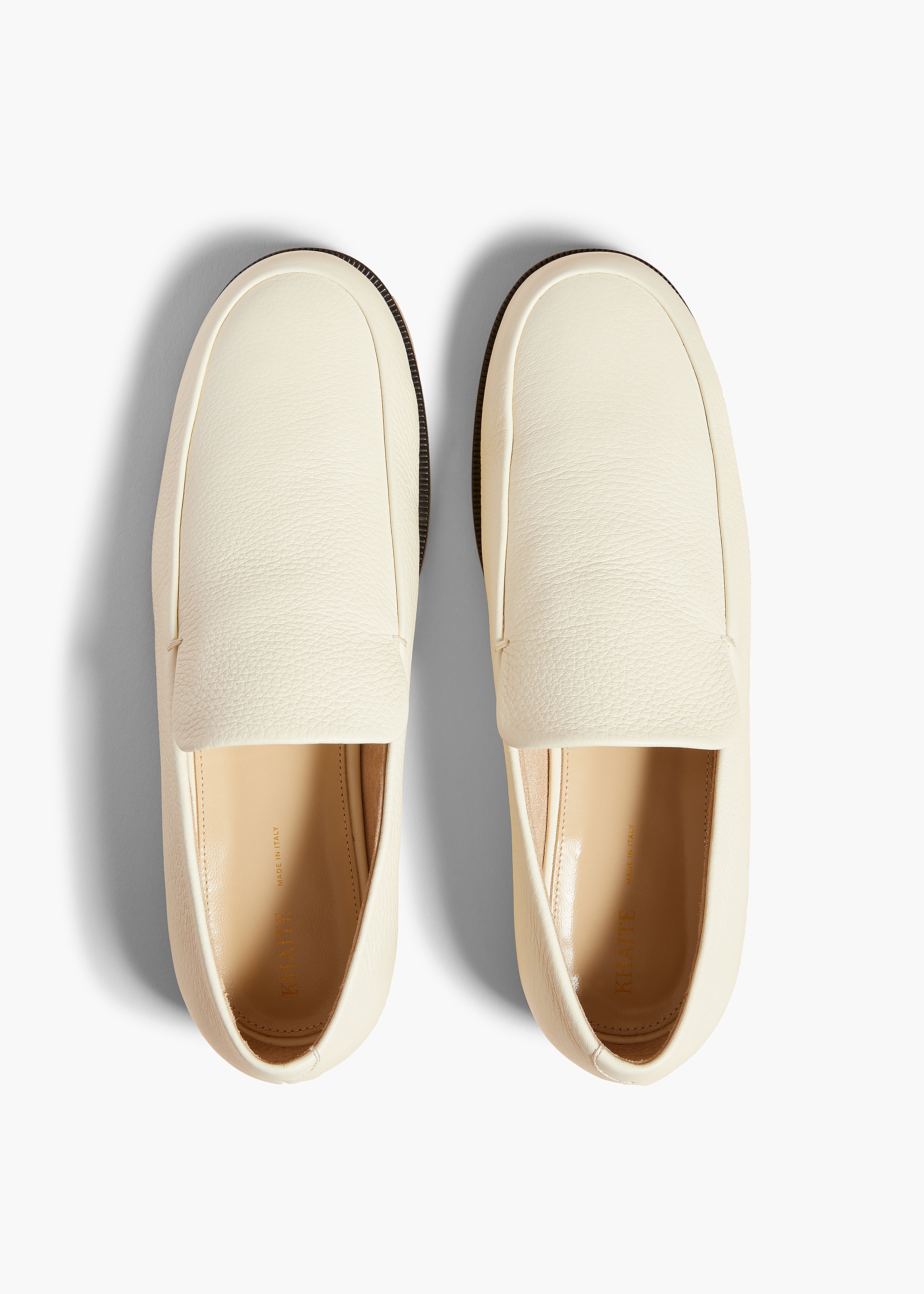 ALESSIO LOAFER IN PEBBLED CREAM LEATHER OVERHEAD VIEW