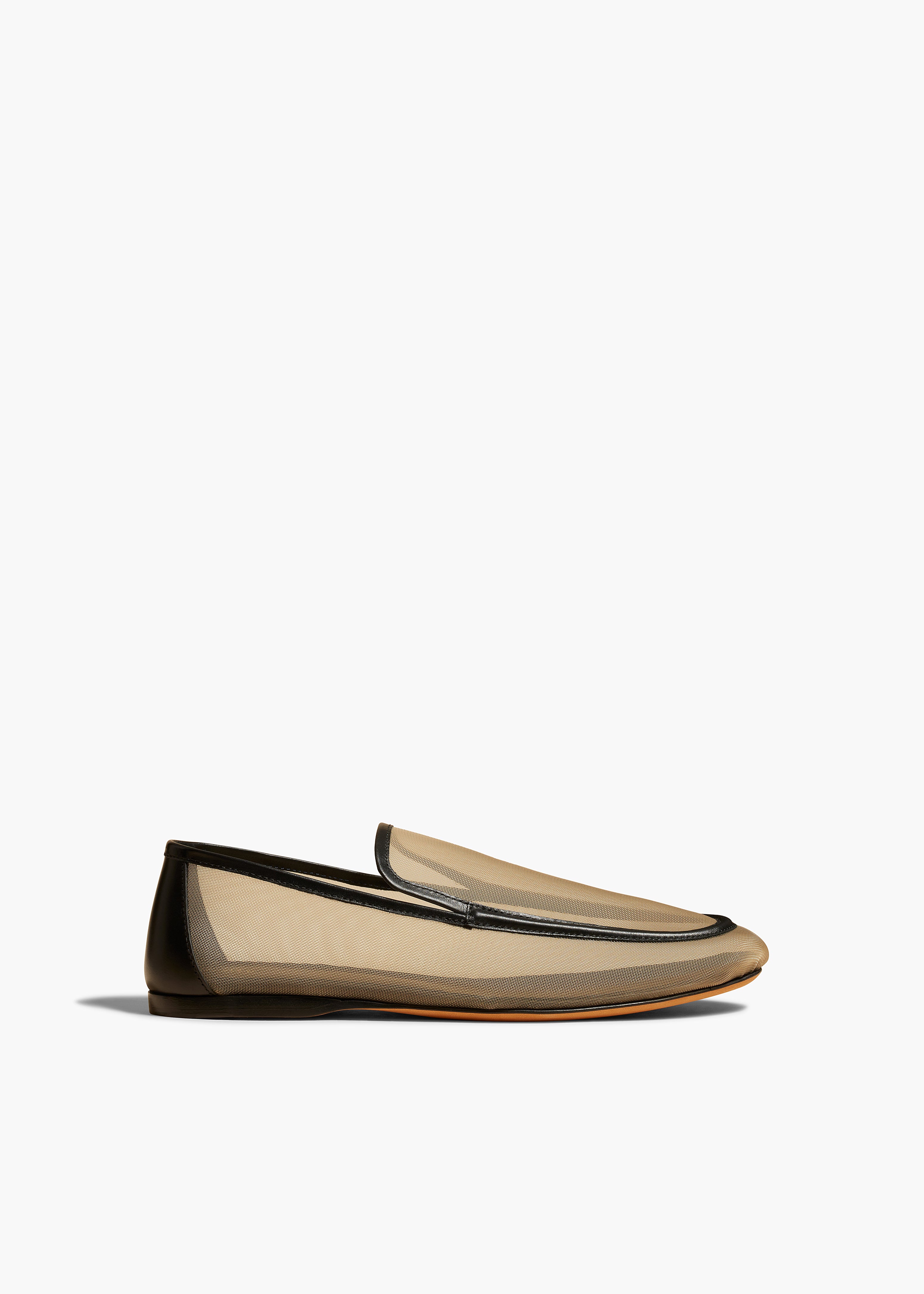 ALESSIA LOAFER IN BLACK LEATHER AND BEIGE MESH FRONT VIEW