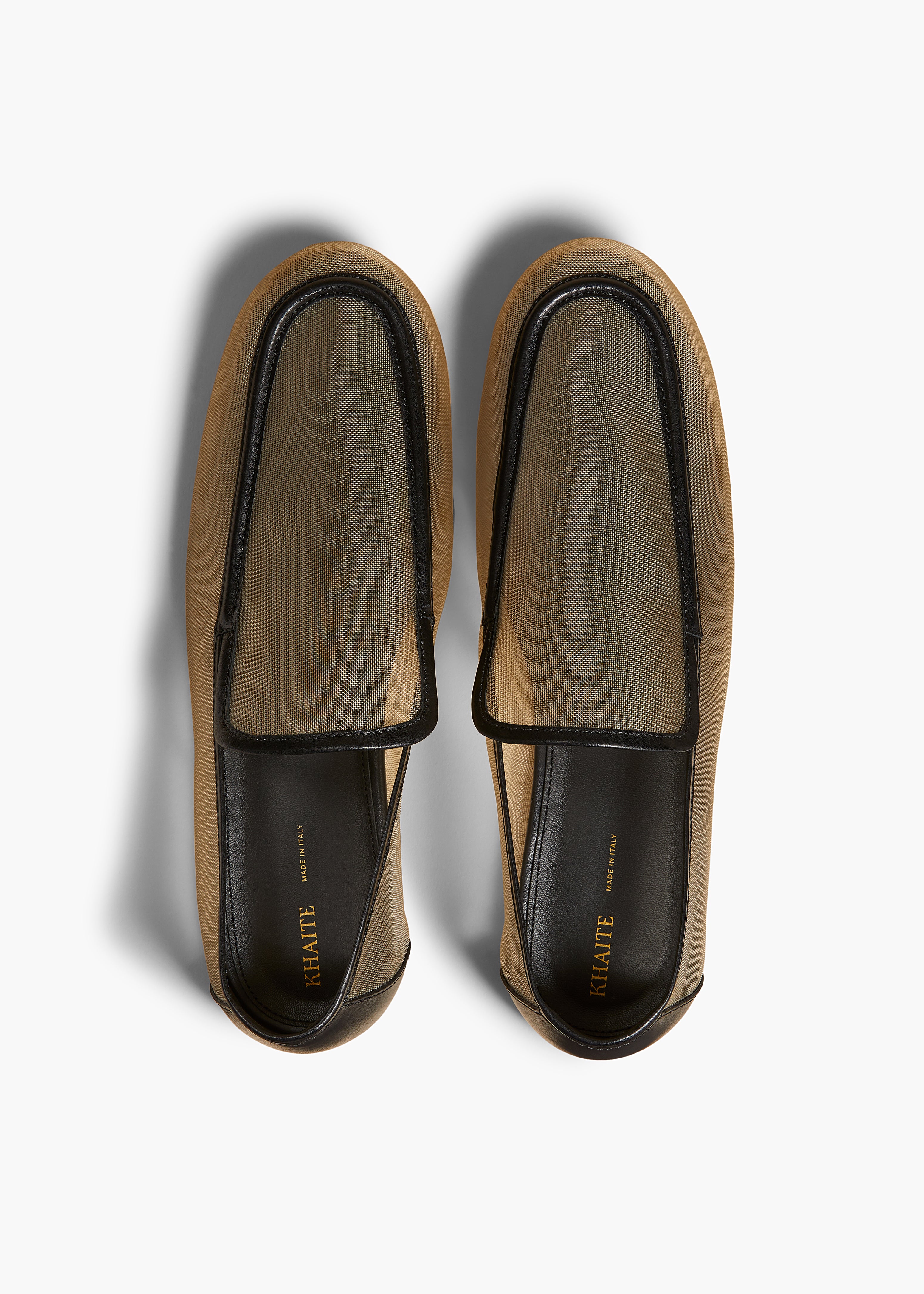 ALESSIA LOAFER IN BLACK LEATHER AND BEIGE MESH OVERHEAD VIEW