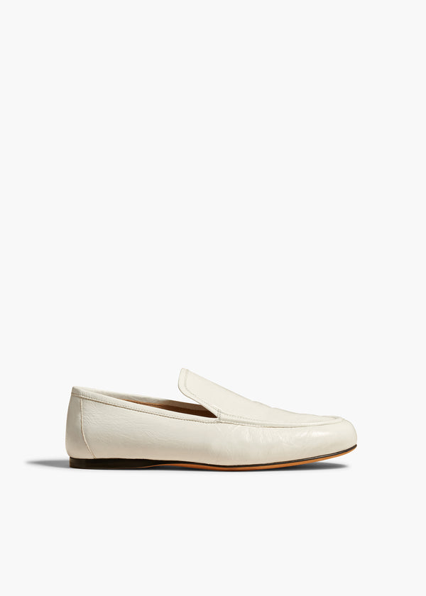 ALESSIA LOAFER IN WHITE CRINKLED LEATHER FRONT VIEW