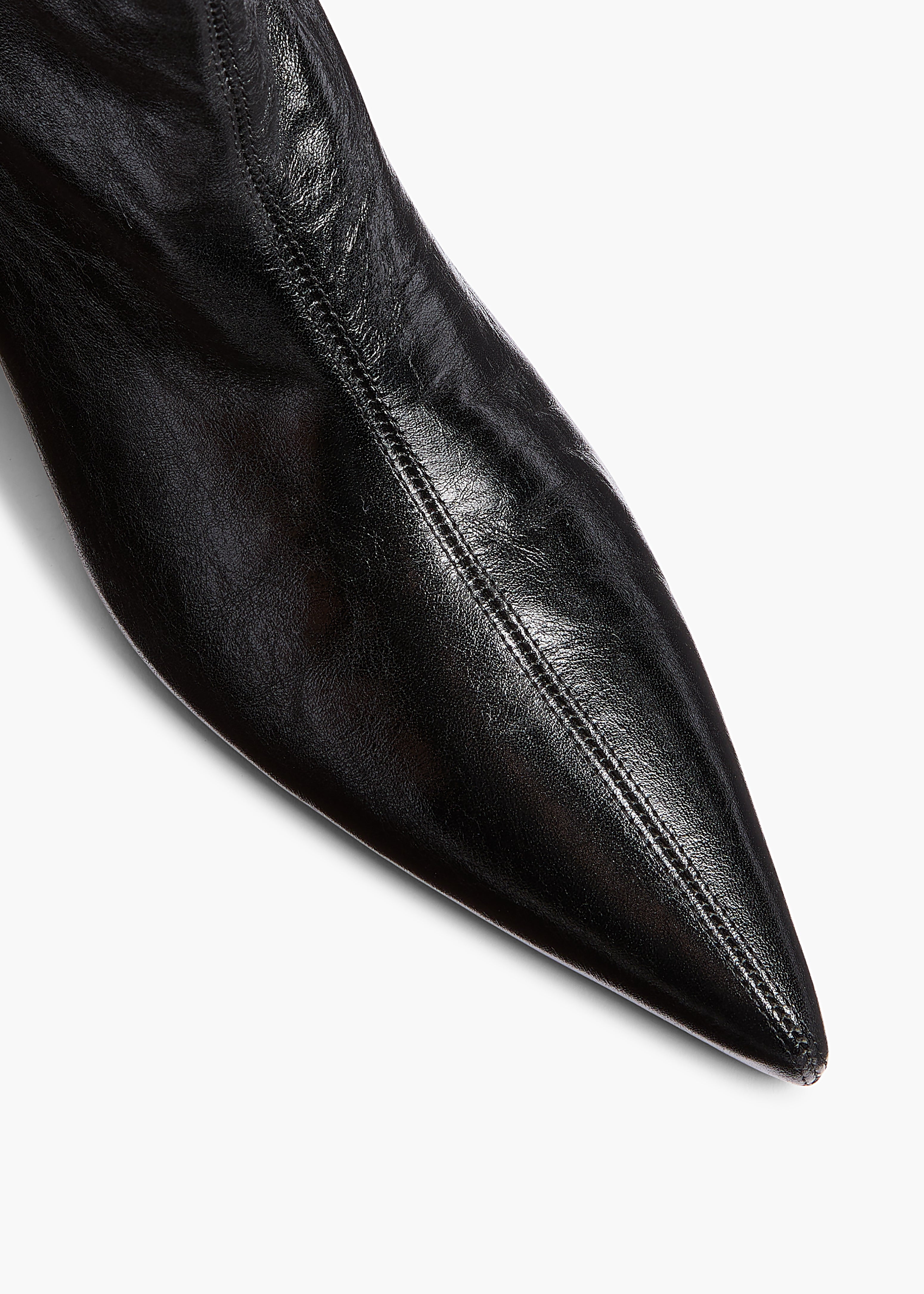 Andee Ankle Boot in Black Glazed Leather OVERHEAD VIEW