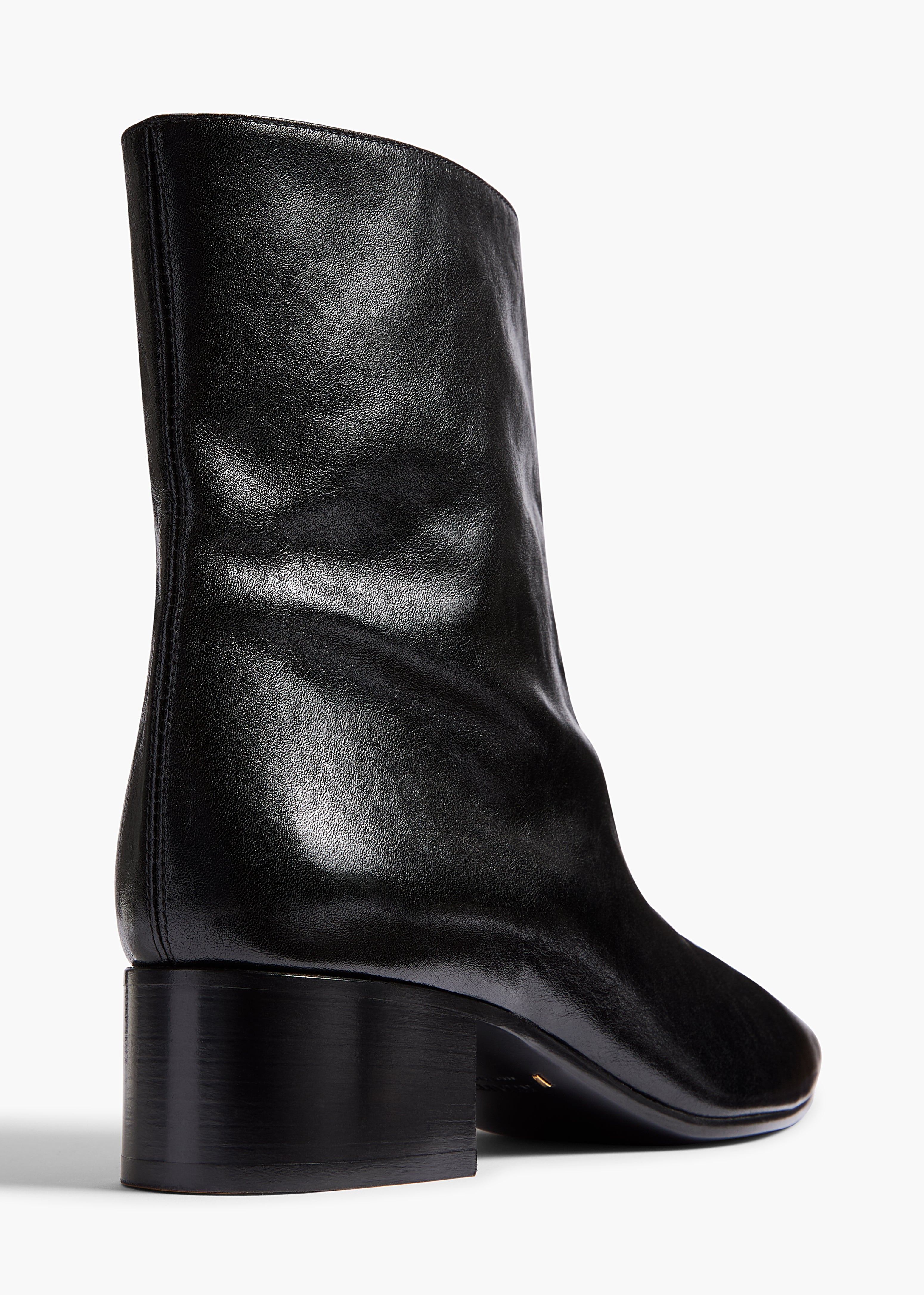 Andee Ankle Boot in Black Glazed Leather BACK VIEW