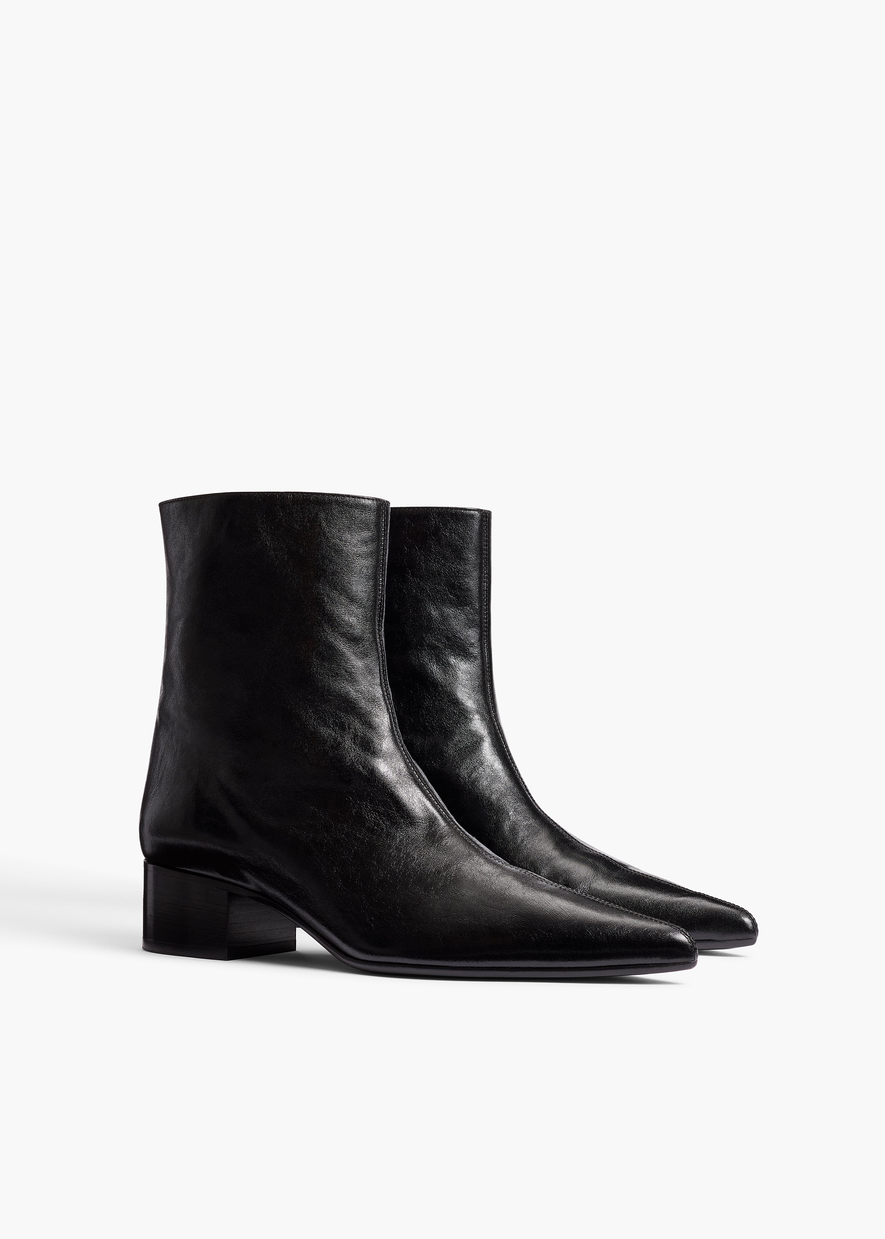 Andee Ankle Boot in Black Glazed Leather