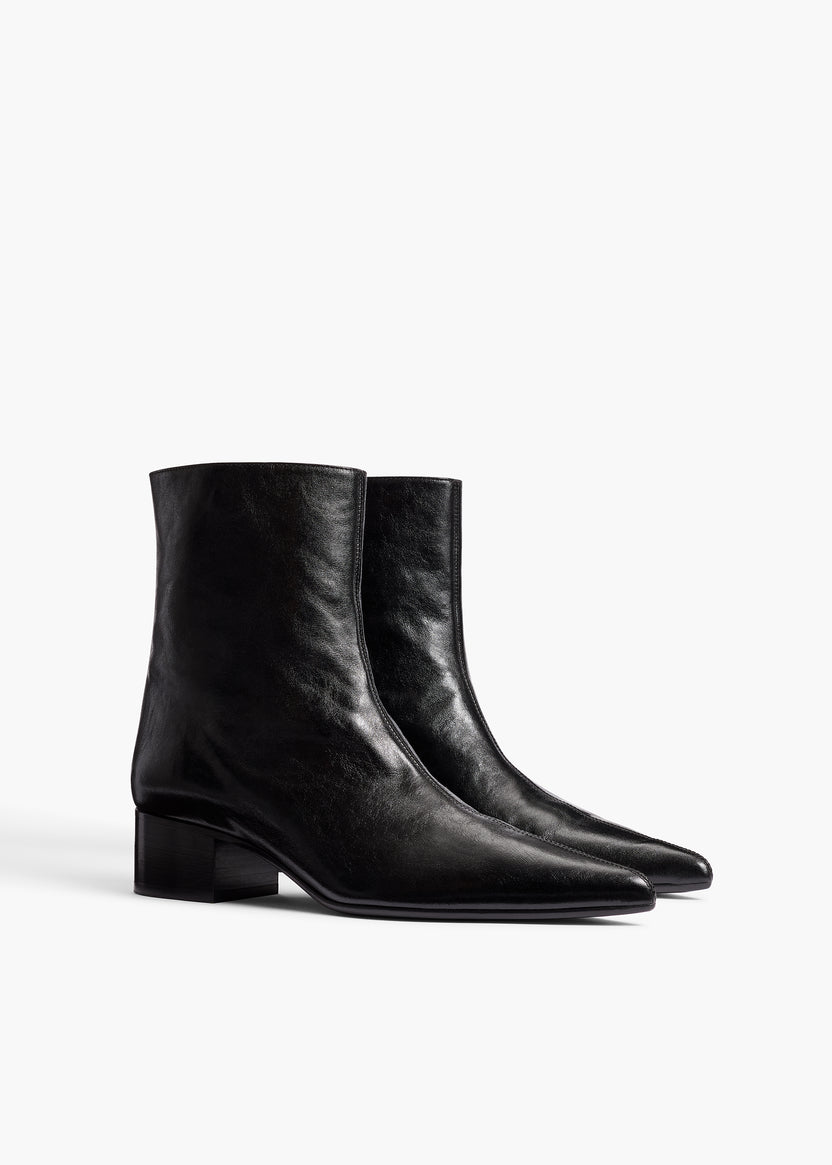 Andee Ankle Boot in Black Glazed Leather – KHAITE