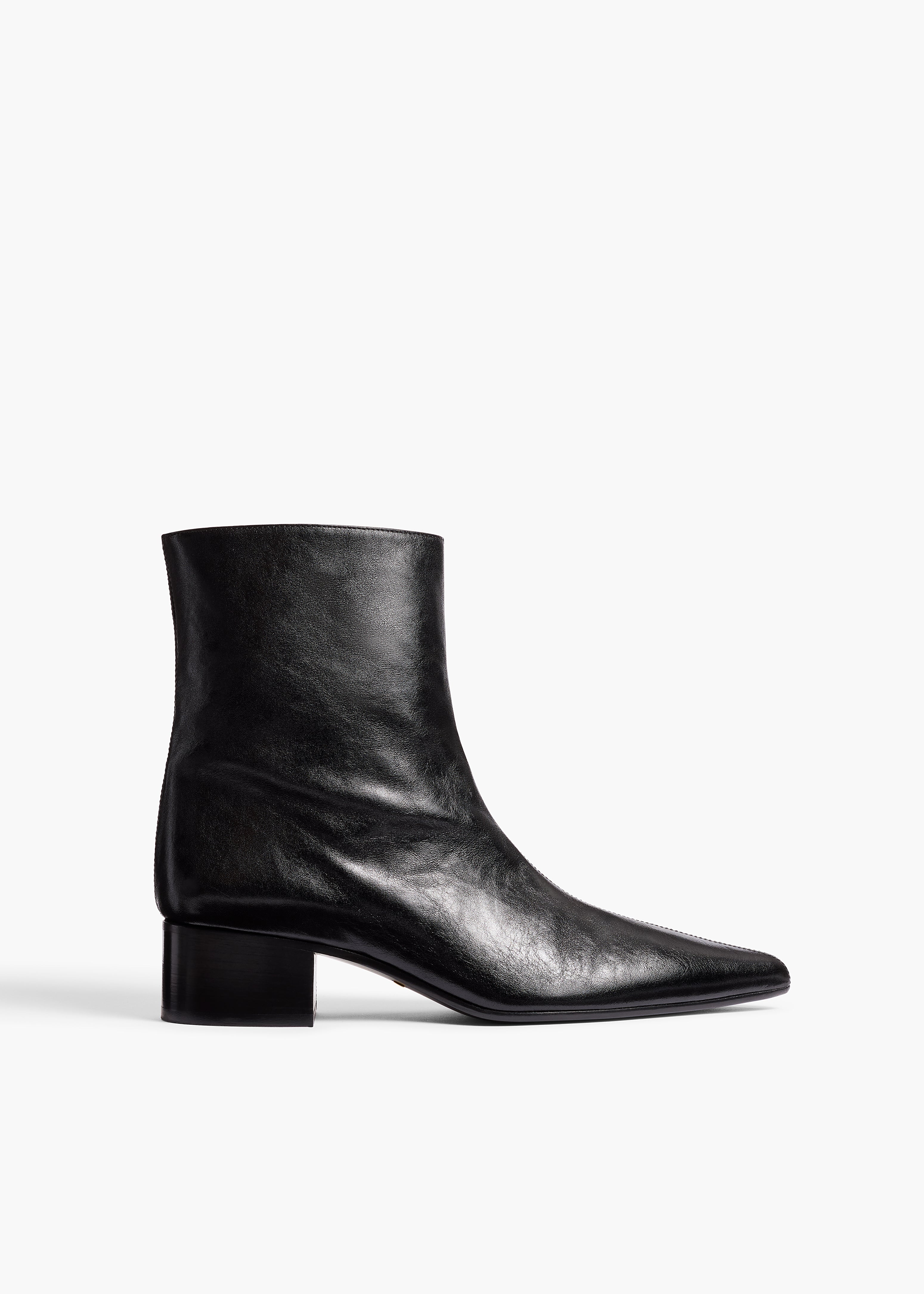 Andee Ankle Boot in Black Glazed Leather – KHAITE