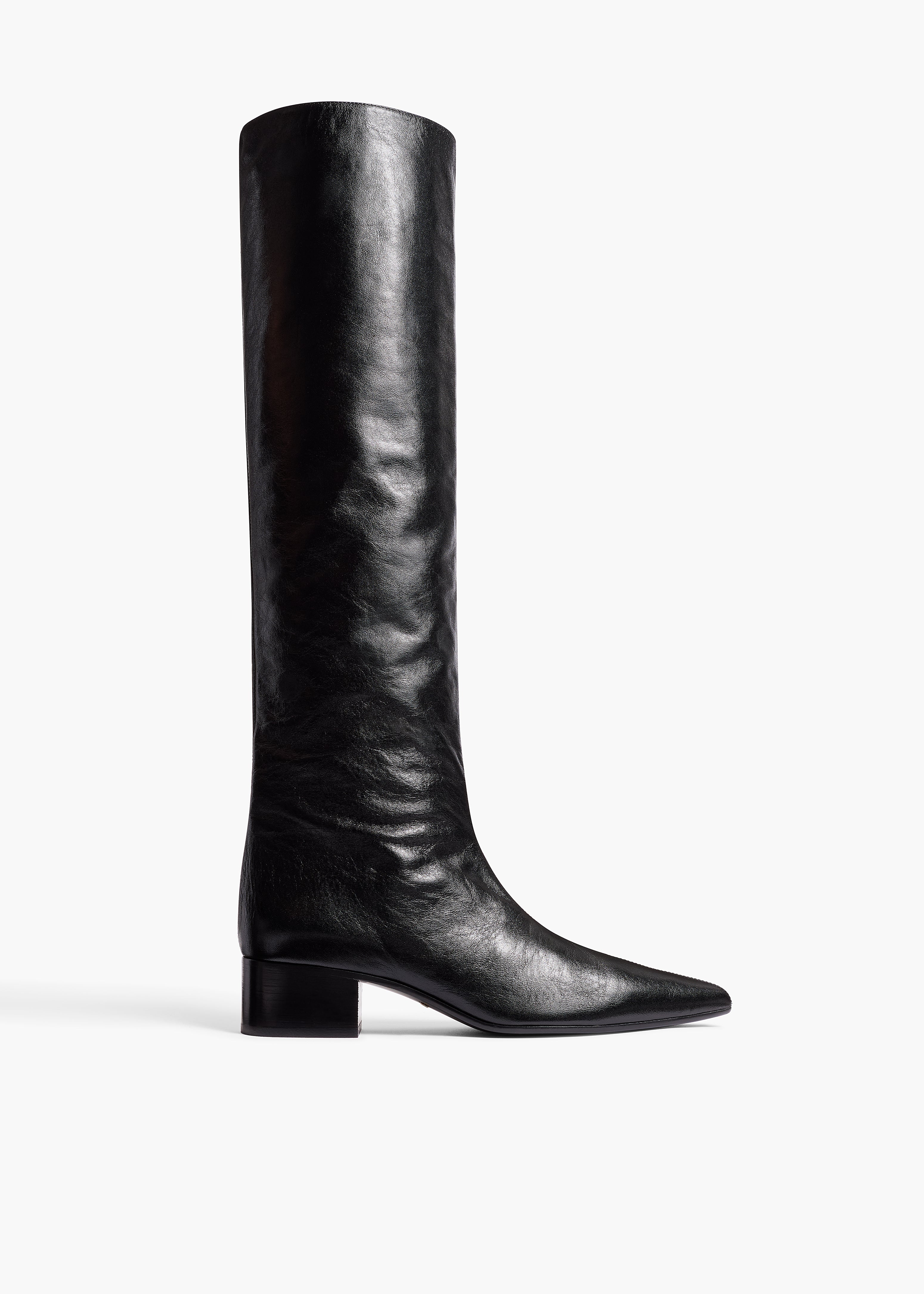 Andee Knee-High Boot in Black Glazed Leather – KHAITE