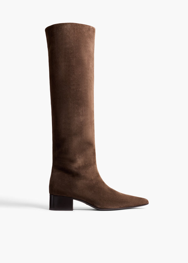 Andee Knee-High Boot in Ebano Suede FRONT VIEW