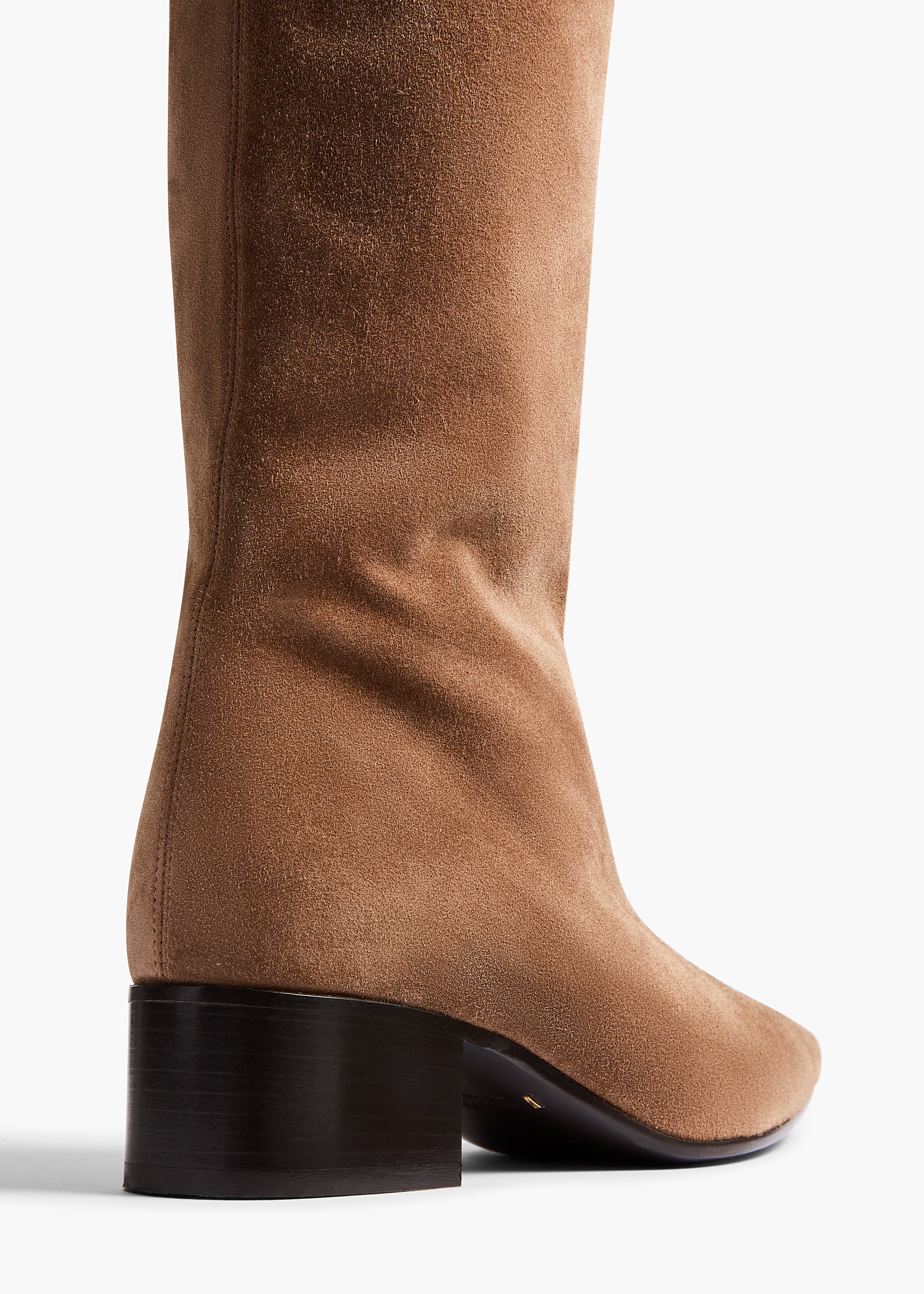 Andee Knee-High Boot in Taupe Suede BACK VIEW