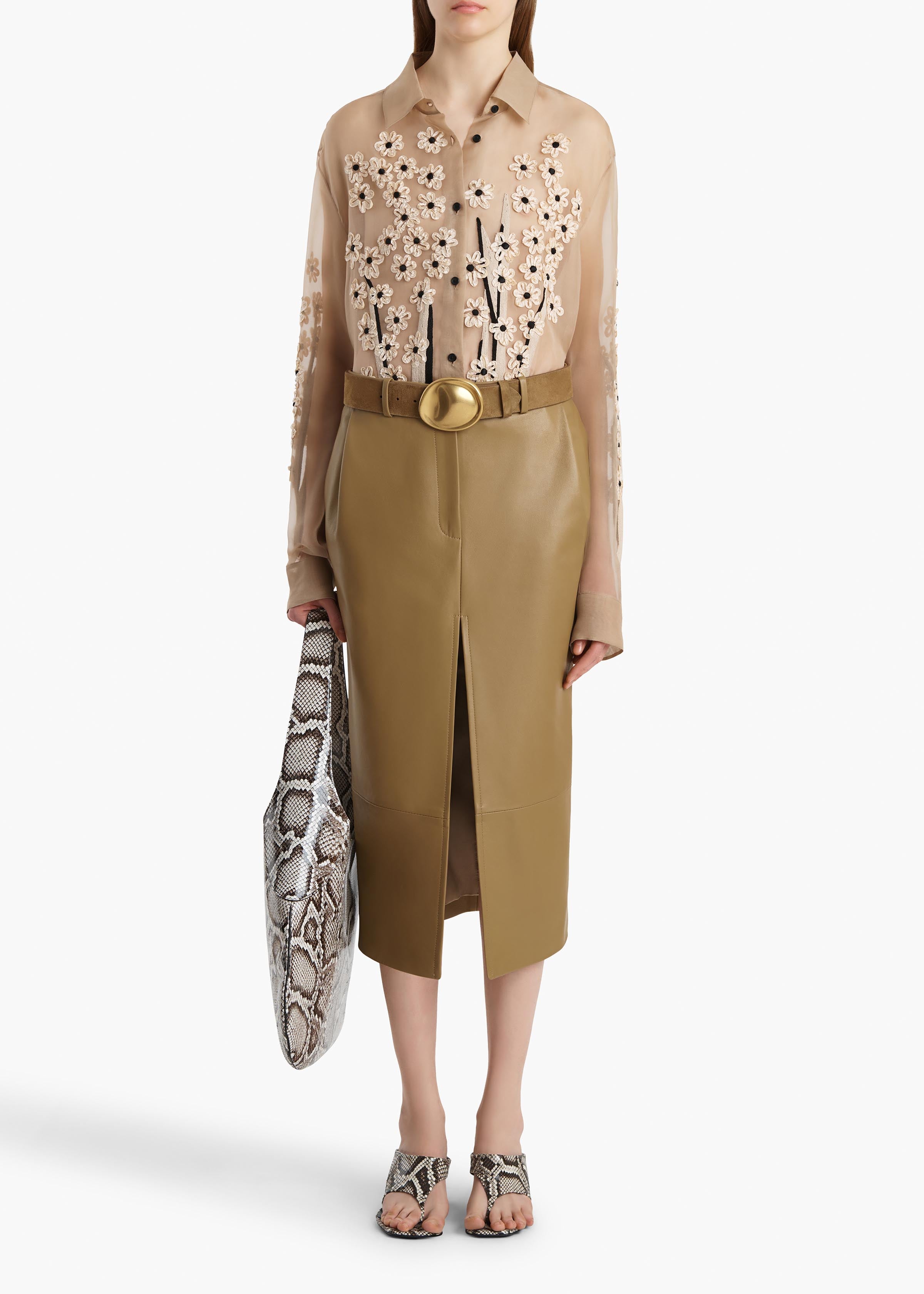 Anden Skirt in Golden Ochre Leather