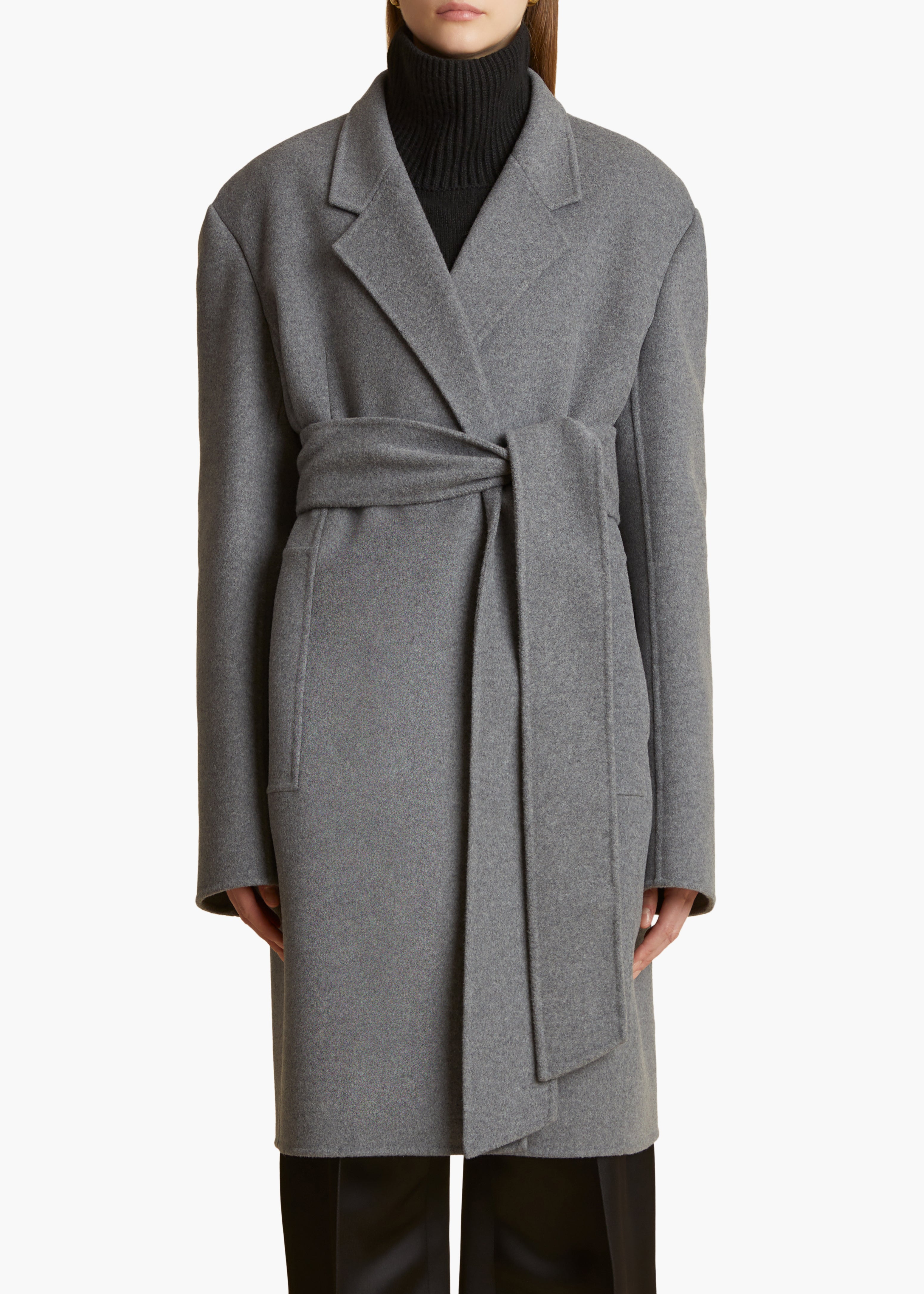 ANNLY COAT IN GREY MELANGE FRONT VIEW