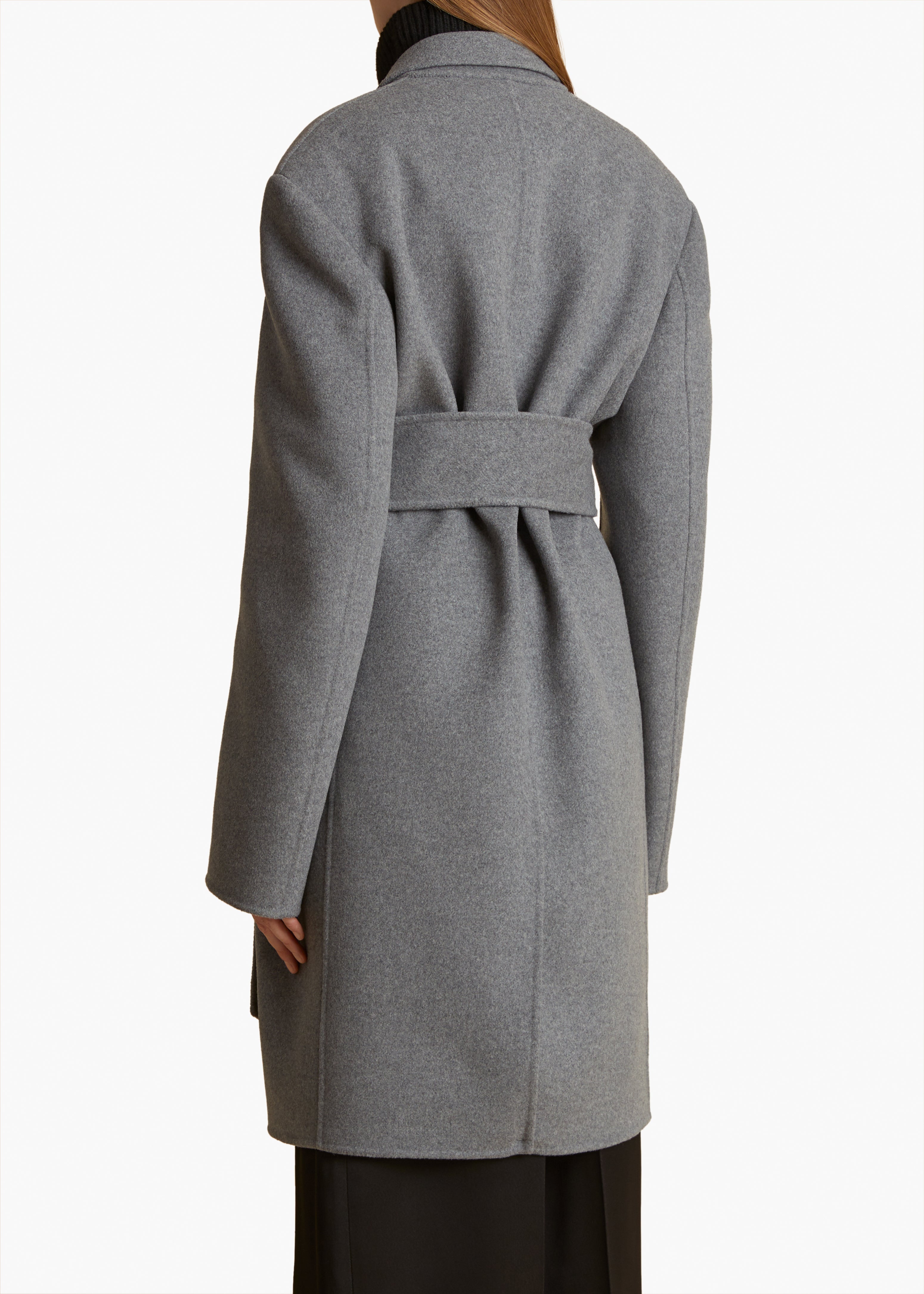 ANNLY COAT IN GREY MELANGE BACK VIEW