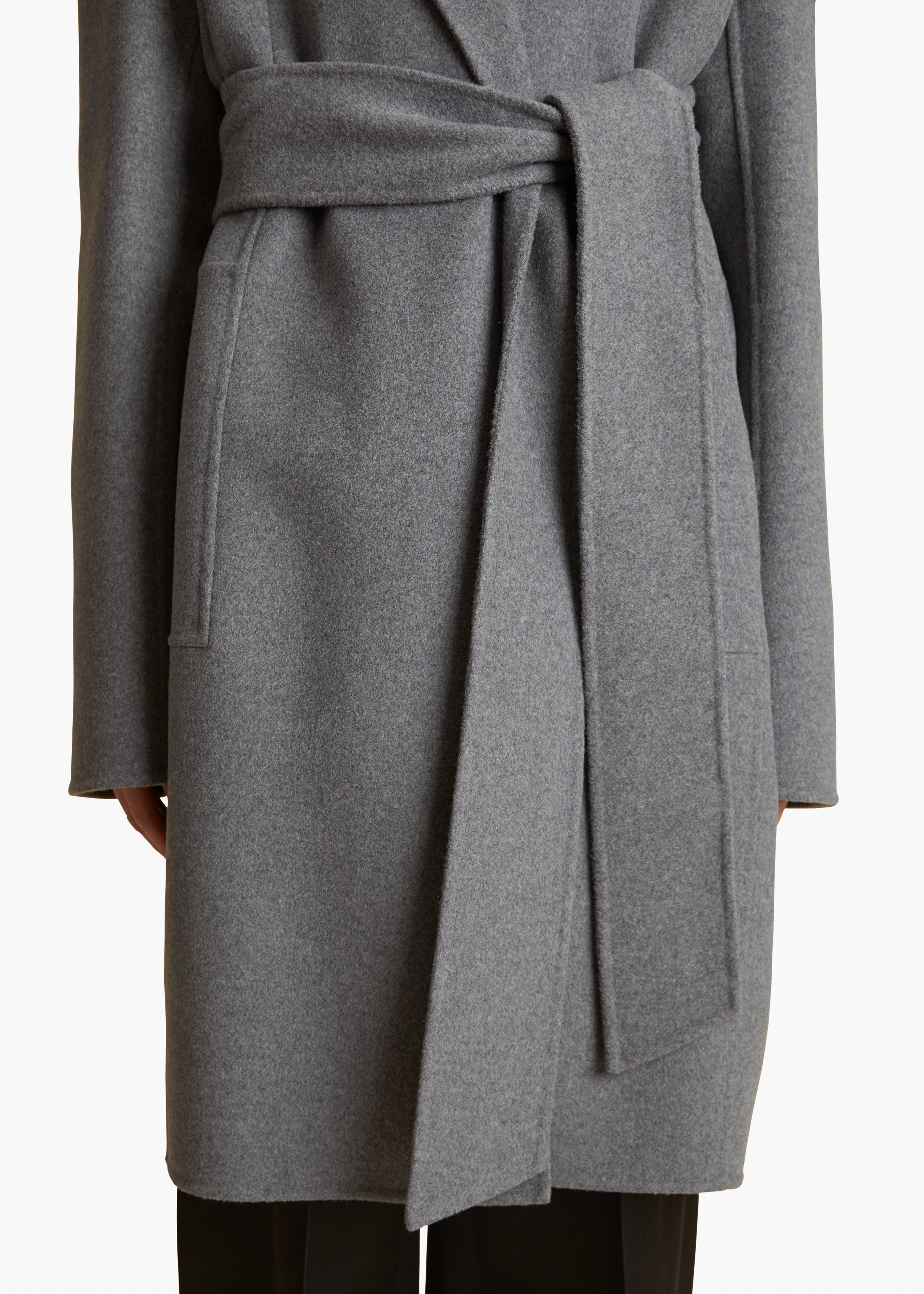 ANNLY COAT IN GREY MELANGE DETAILED VIEW 1