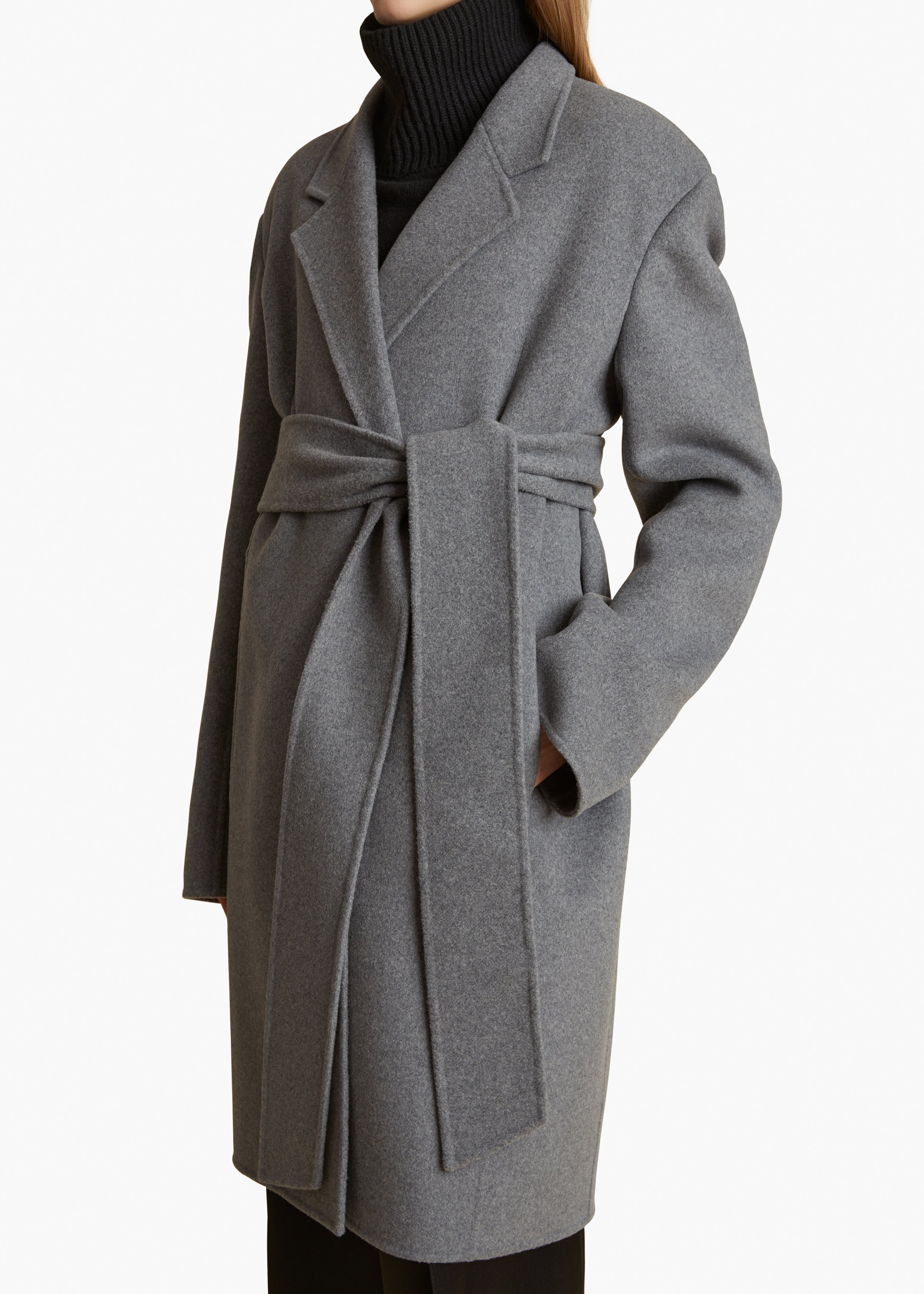 ANNLY COAT IN GREY MELANGE DETAILED VIEW 2