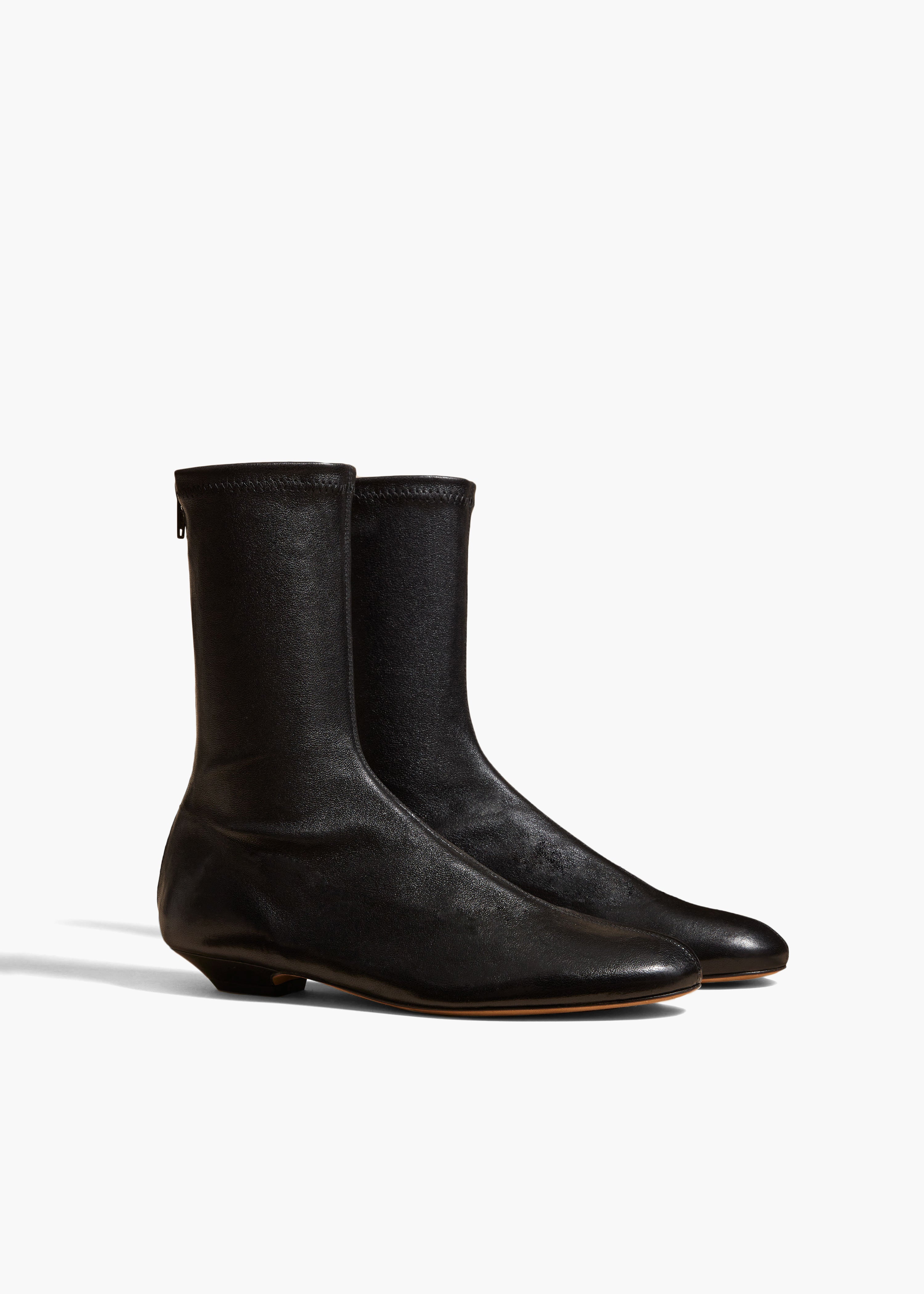 Apollo Flat Ankle Boot in Black Leather