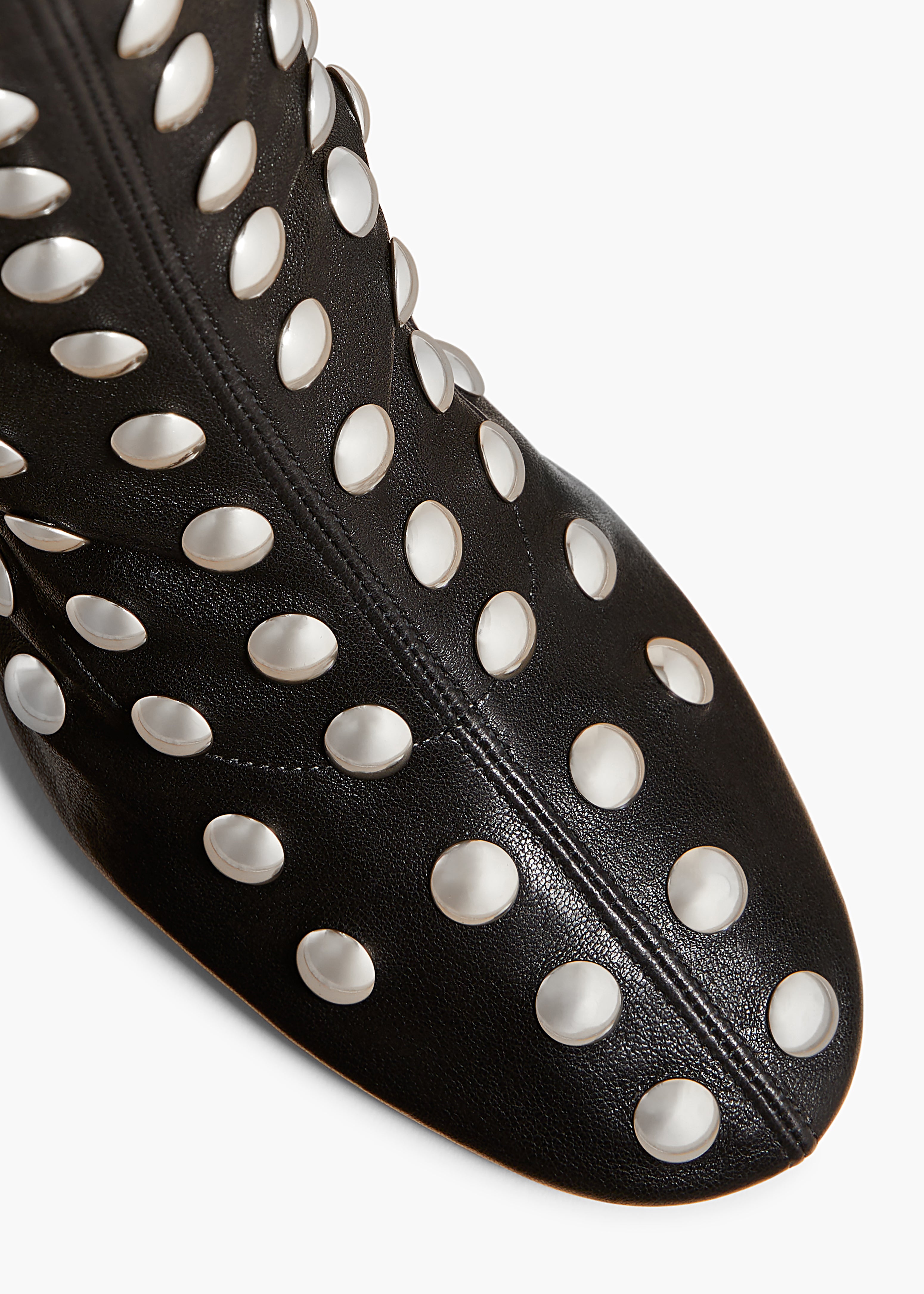 APOLLO HEEL BOOT IN BLACK LEATHER WITH STUDS DETAILED VIEW 1