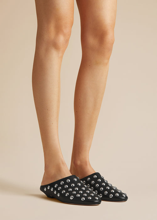 The Otto Mule in Black Leather with Studs