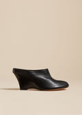 The Apollo Wedge Mule in Black Leather