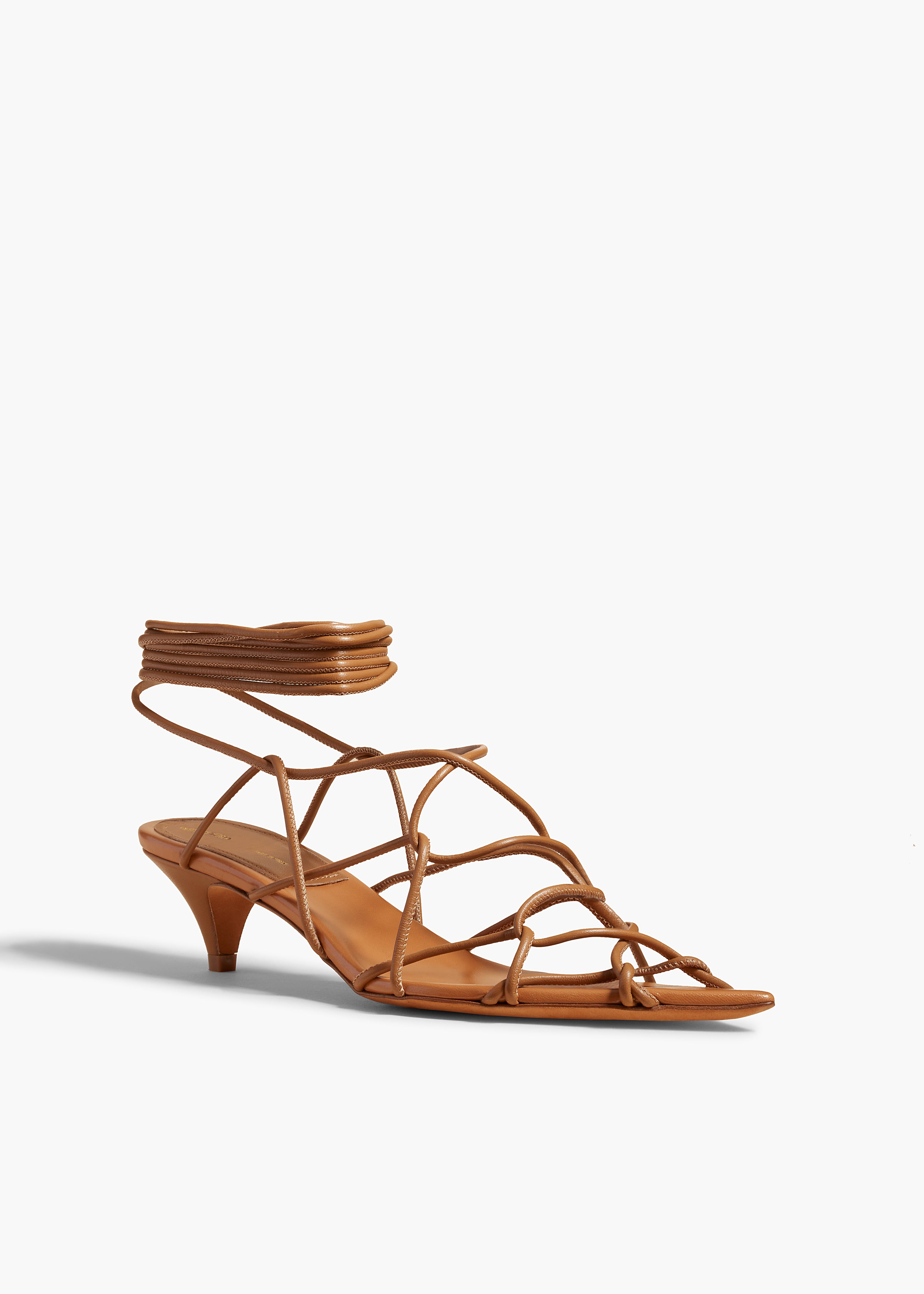 ARDEN LOW HEEL IN CAMEL LEATHER ANGLED VIEW