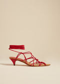 The Arden Low Heel in Red Leather