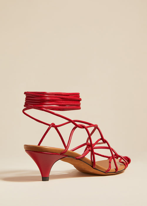 The Arden Low Heel in Red Leather