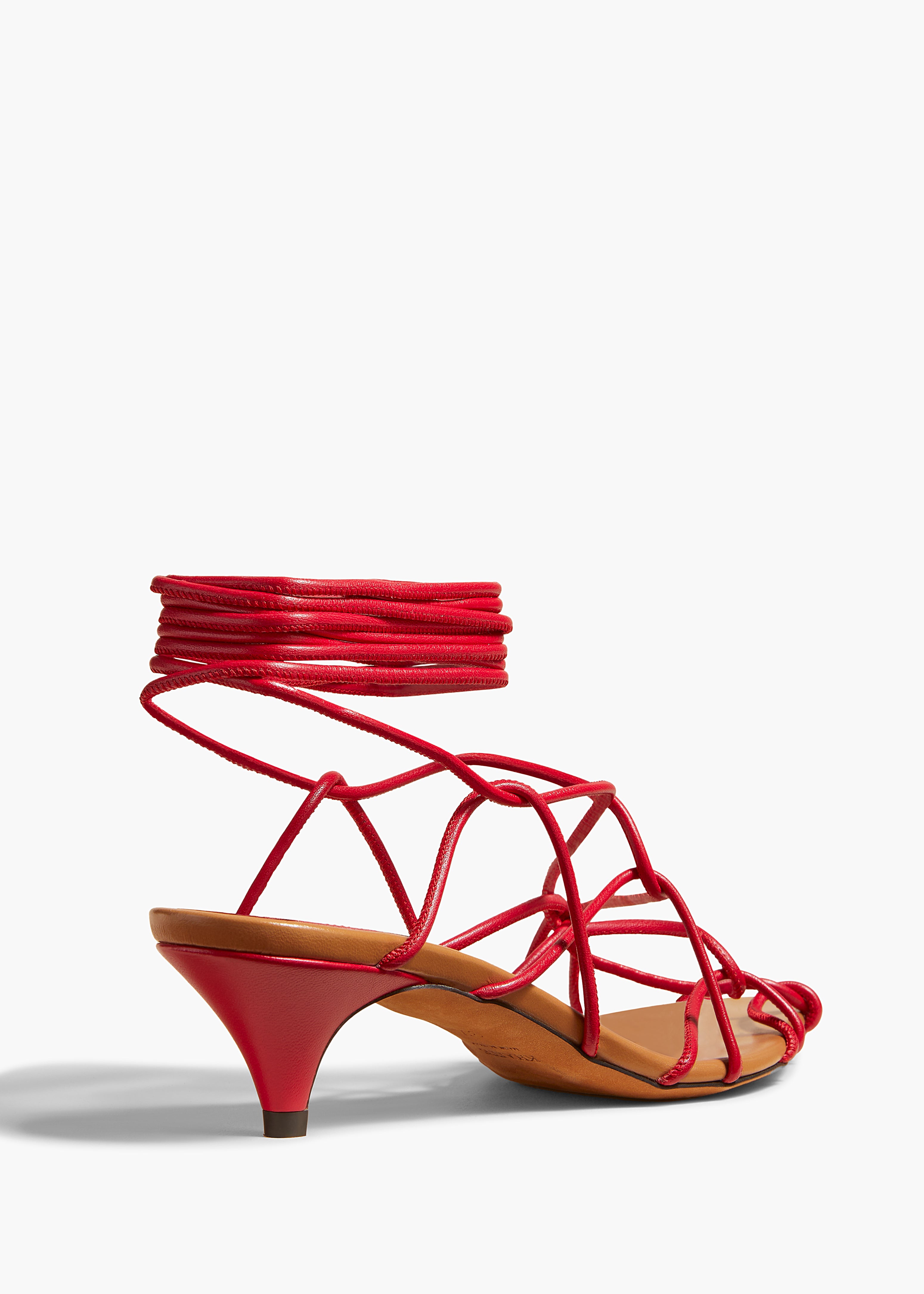 ARDEN LOW HEEL IN RED LEATHER DETAILED VIEW 2