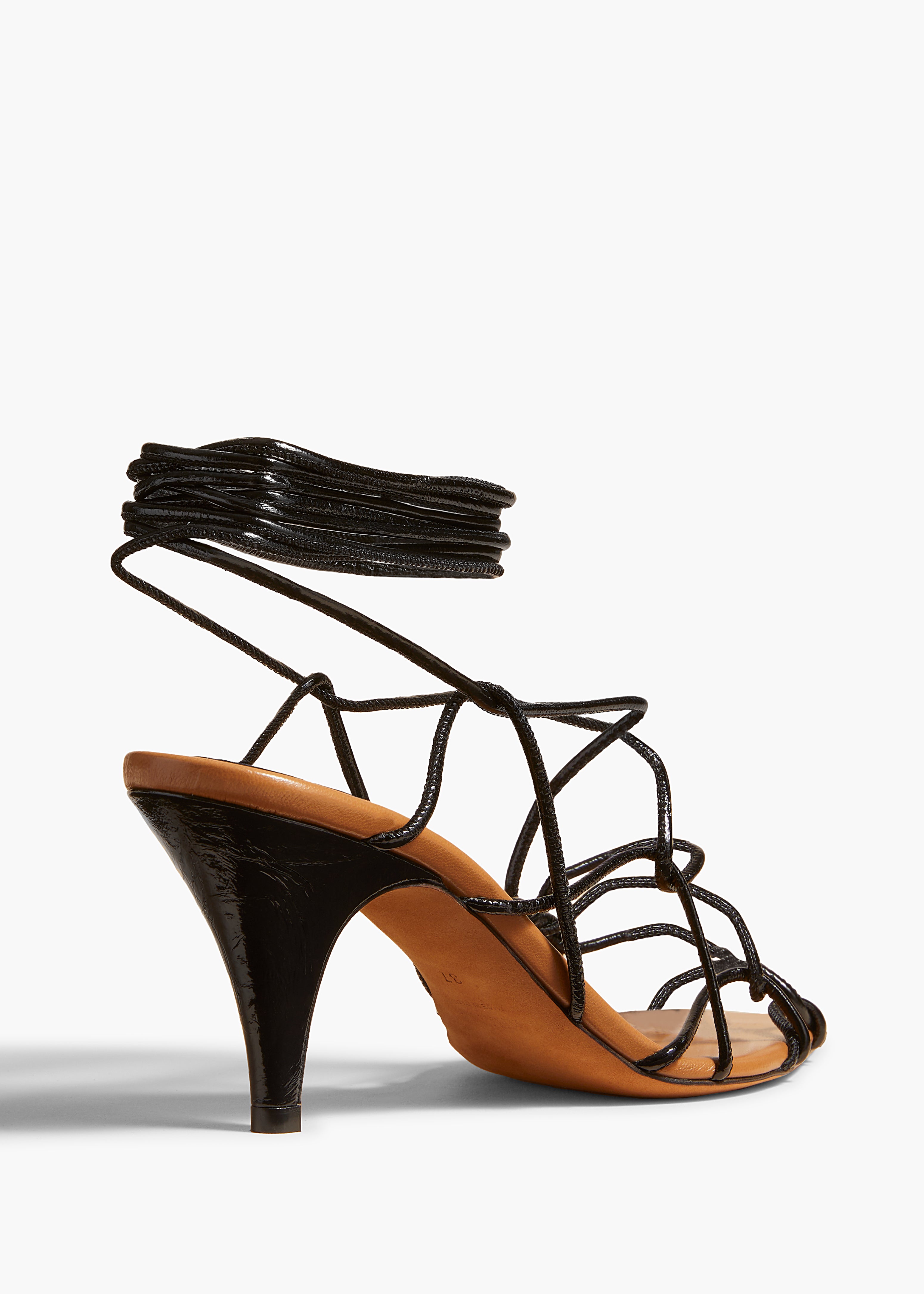 ARDEN HIGH HEEL IN BLACK CRINKLED LEATHER DETAILED VIEW 2