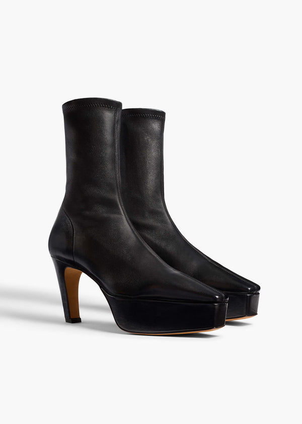 Arizona Mid-Calf Platform Boot in Black Leather