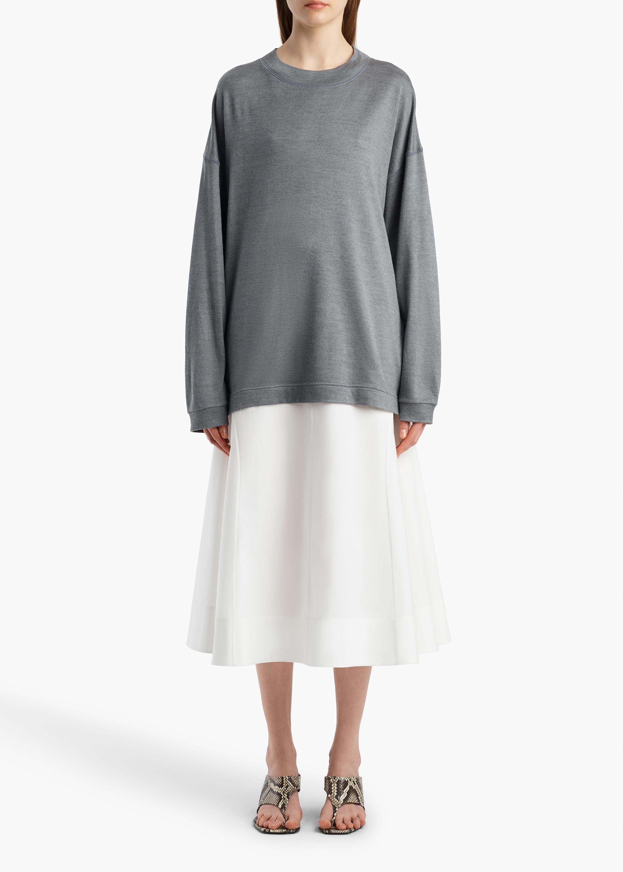 KHAITE  - Artin Skirt in Chalk