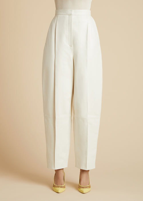 The Ashford Pant in Optic White Leather