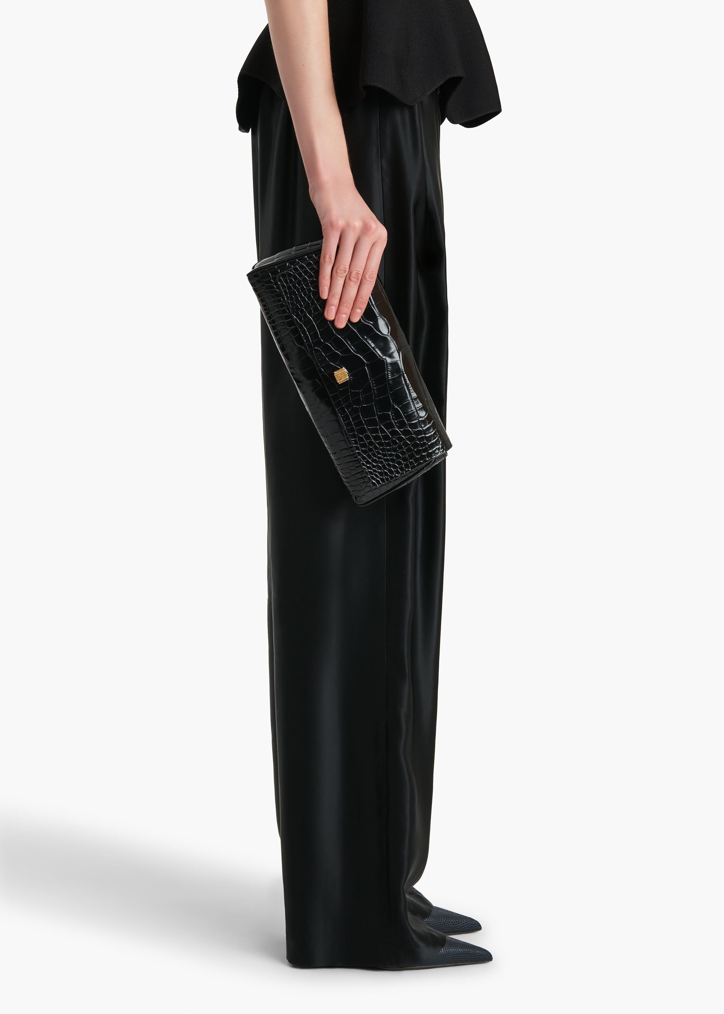 Audrey Clutch in Black Alligator
