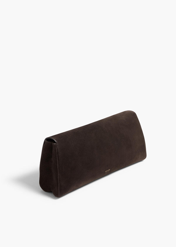 Audrey Clutch in Dark Brown Suede