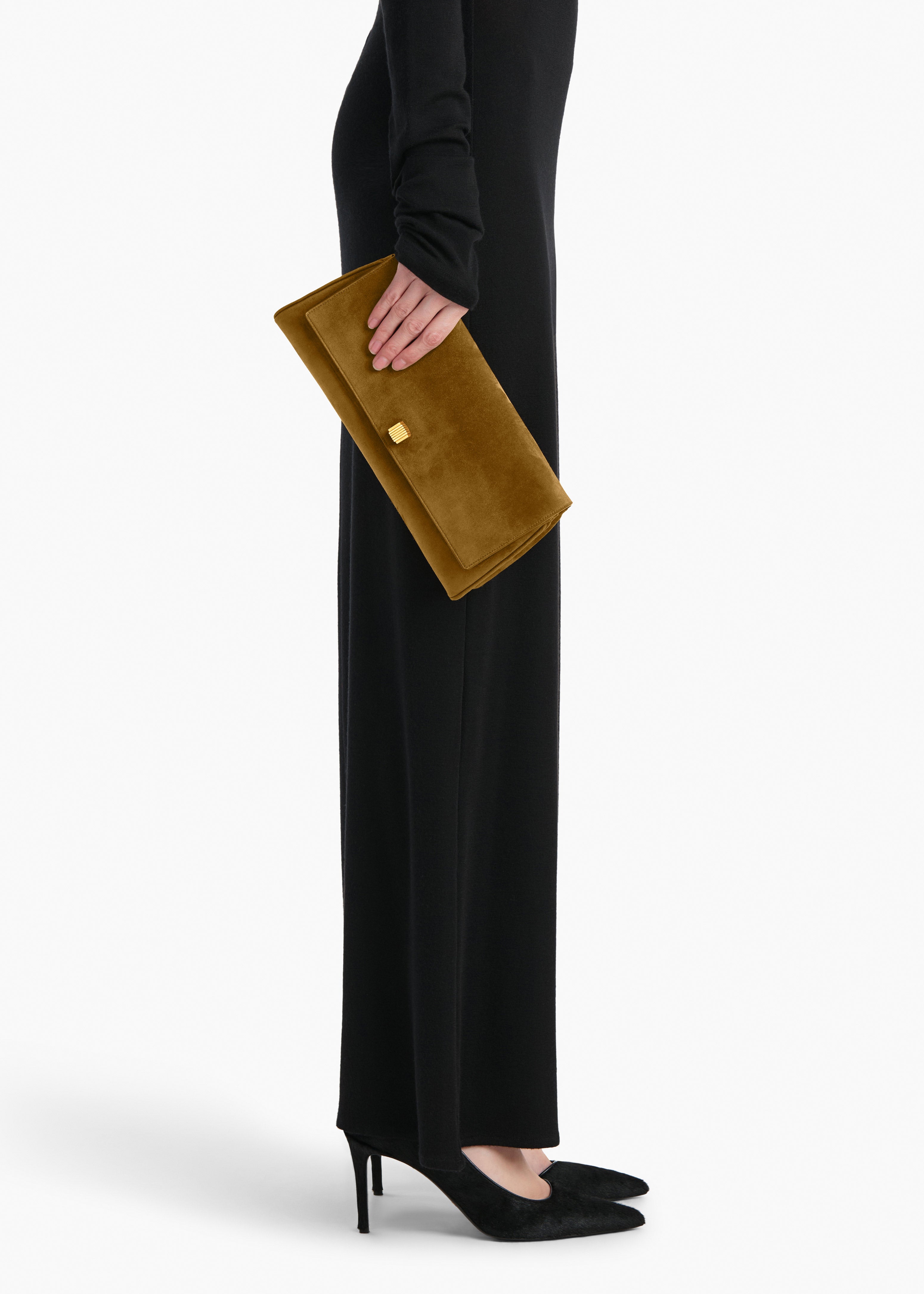 Audrey Clutch in Mud Suede – KHAITE