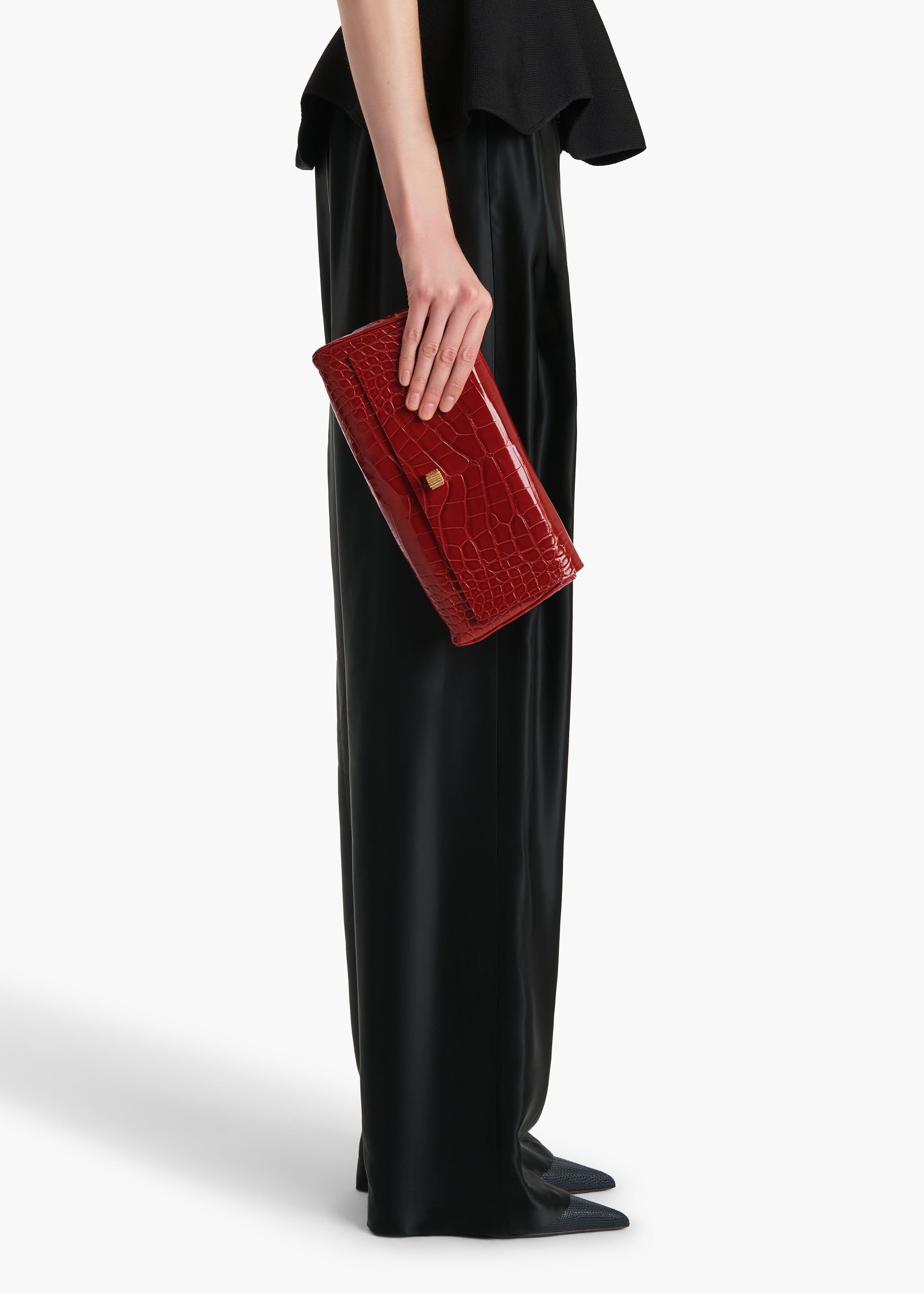Audrey Clutch in Ruby Alligator