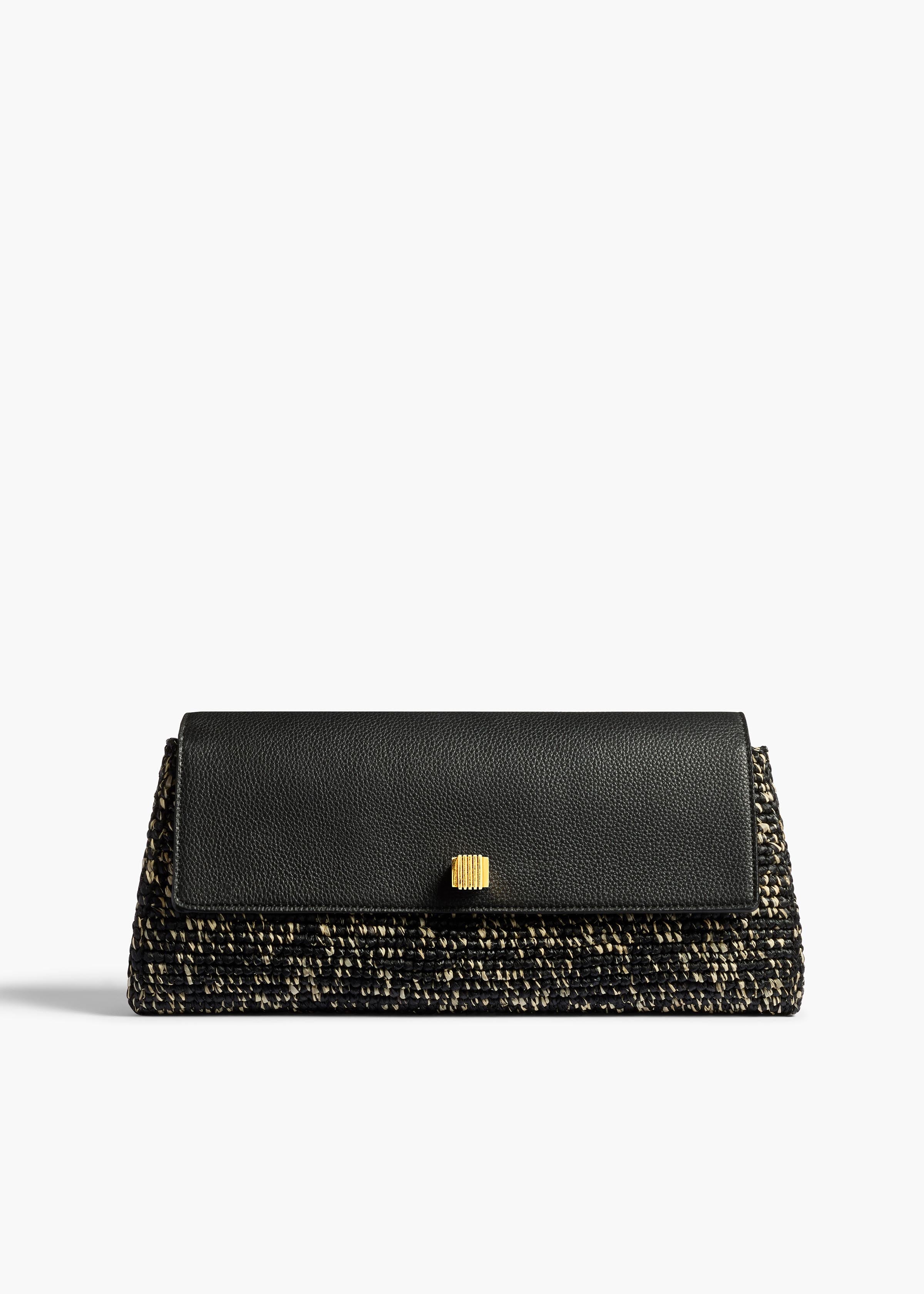 Audrey Clutch in Black and White Marled Raffia