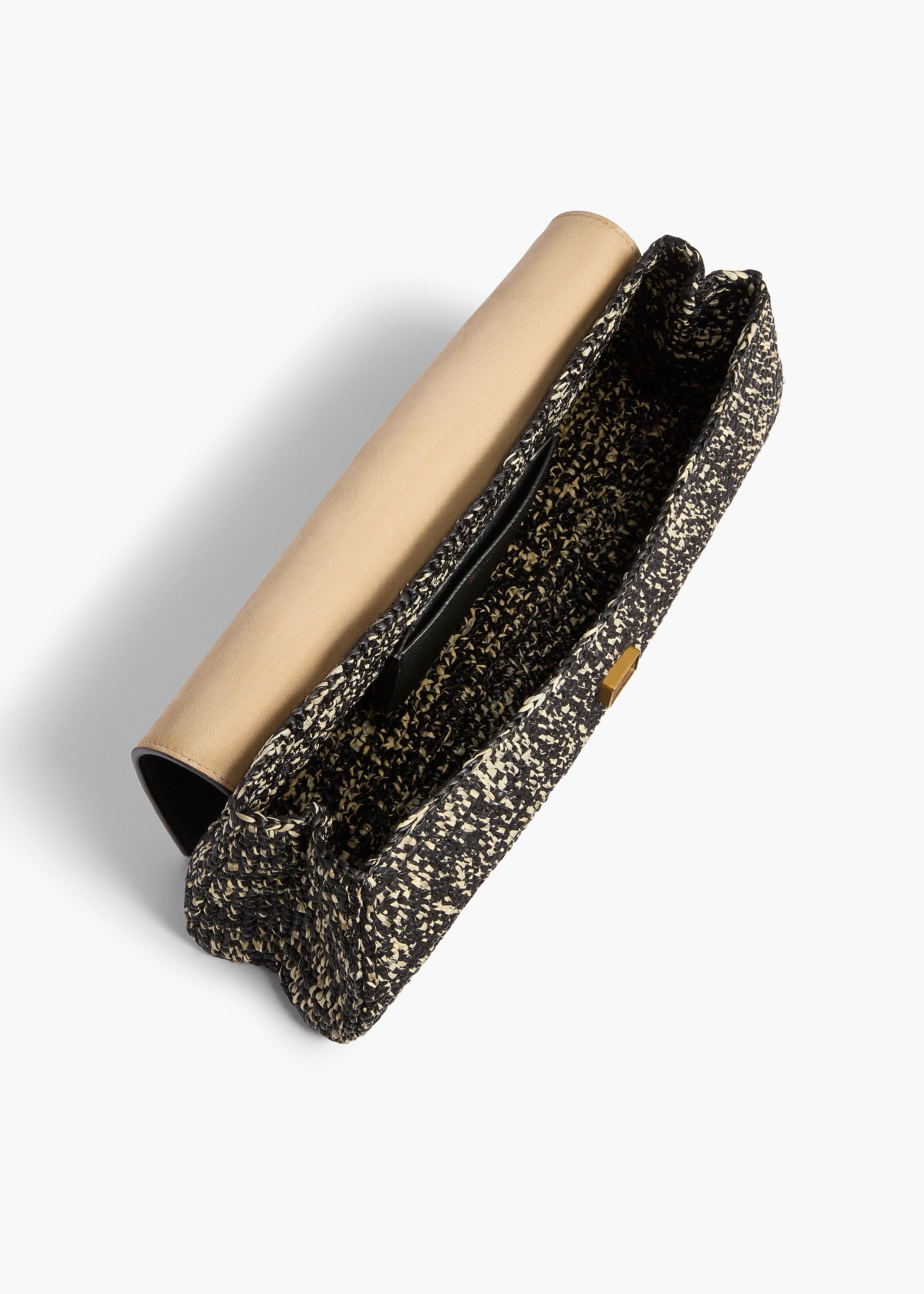 Audrey Clutch in Black and White Marled Raffia – KHAITE