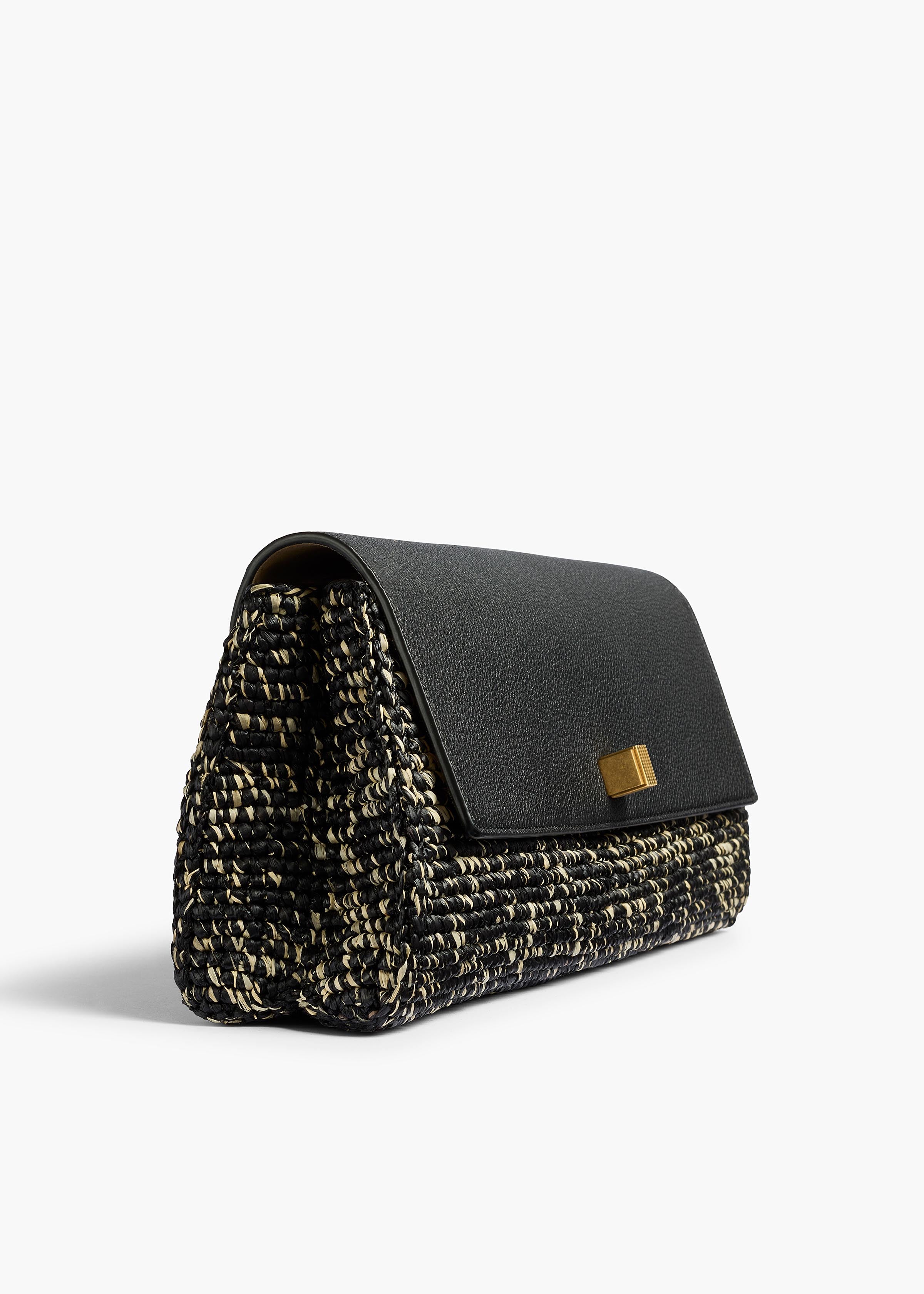 Audrey Clutch in Black and White Marled Raffia